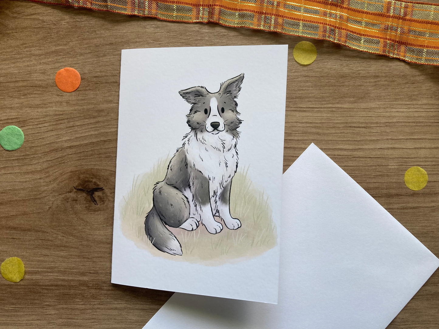 Autumn border collie dog greeting card | Dog greeting card | Puppy Greeting Card