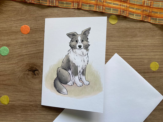 Autumn border collie dog greeting card | Dog greeting card | Puppy Greeting Card