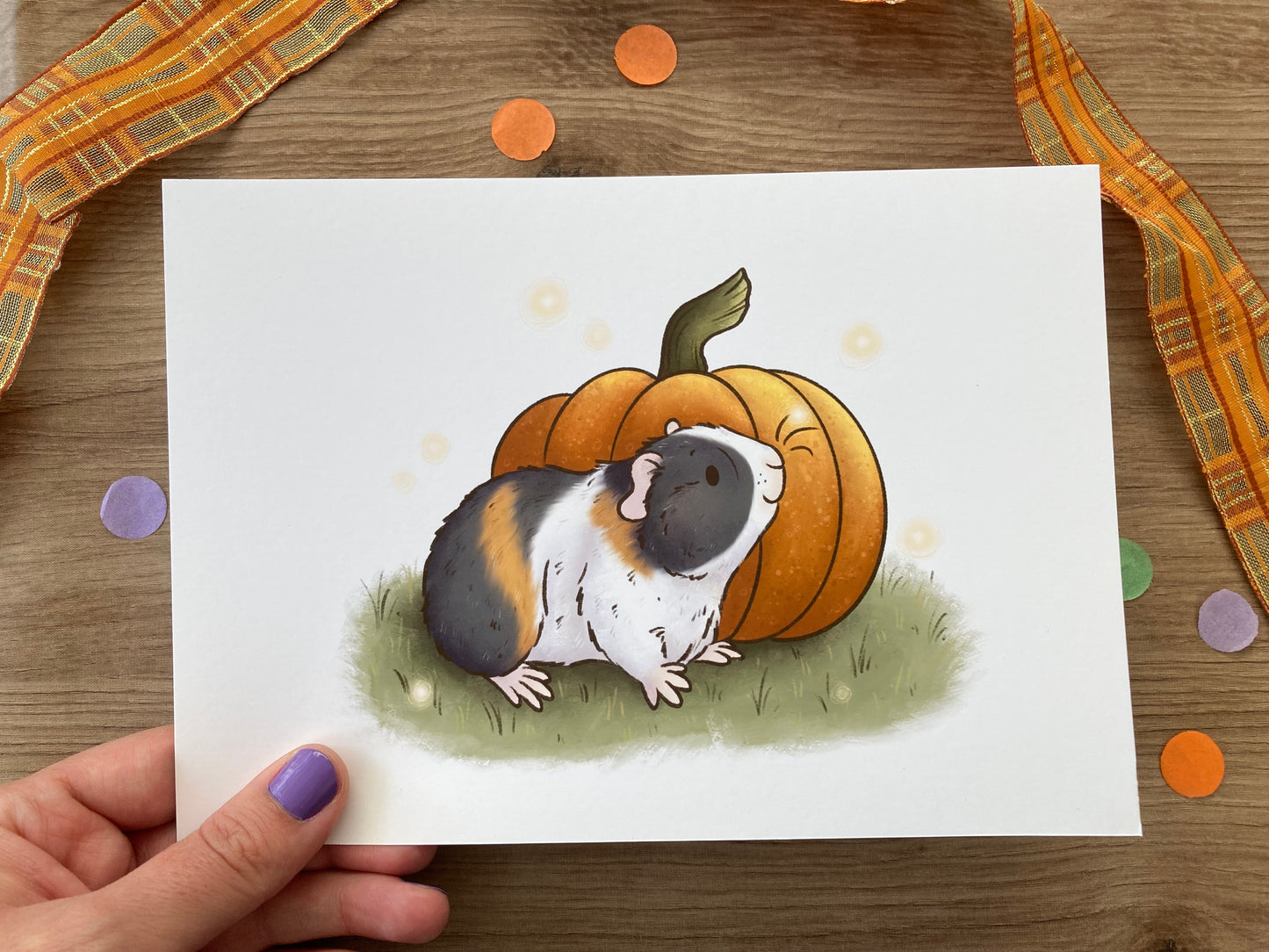 Pumpkin Spice | Cute Guinea Pig Art Print | Autumn Animal Artwork