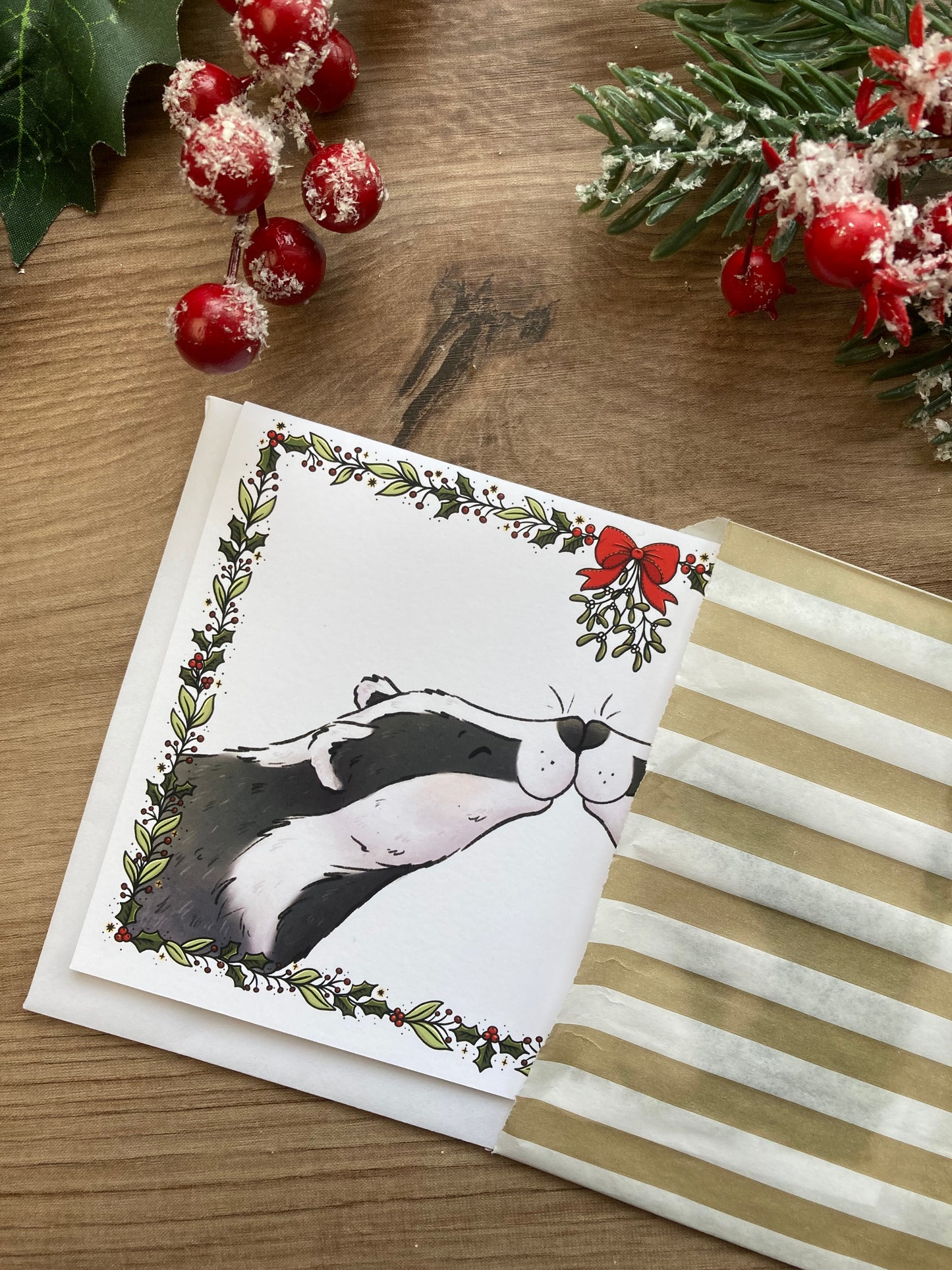 Badger Kisses | Cute Kissing Badger Christmas Card