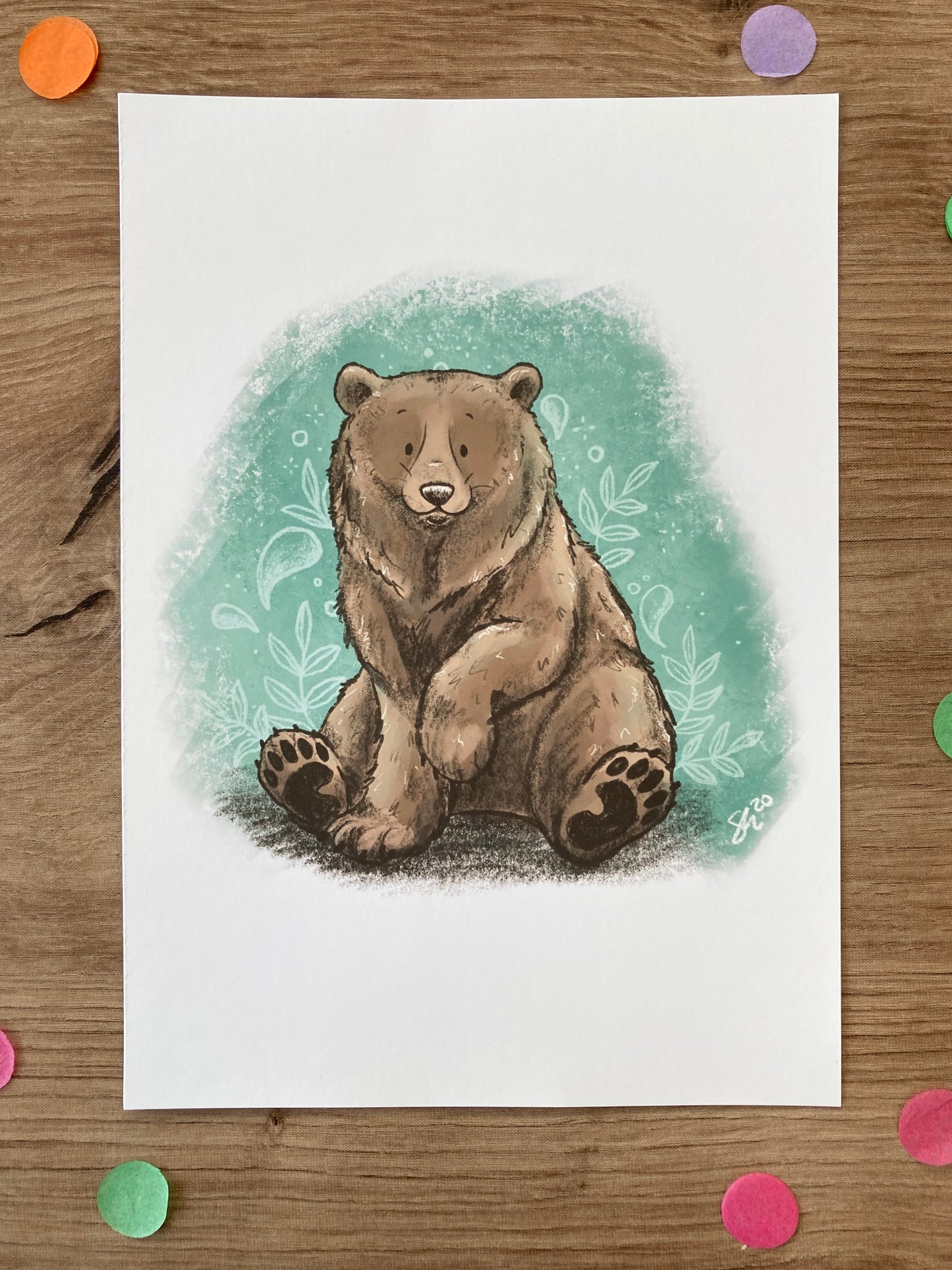 Amber The Brown Bear | Brown Bear Wall Art | Bear Gift