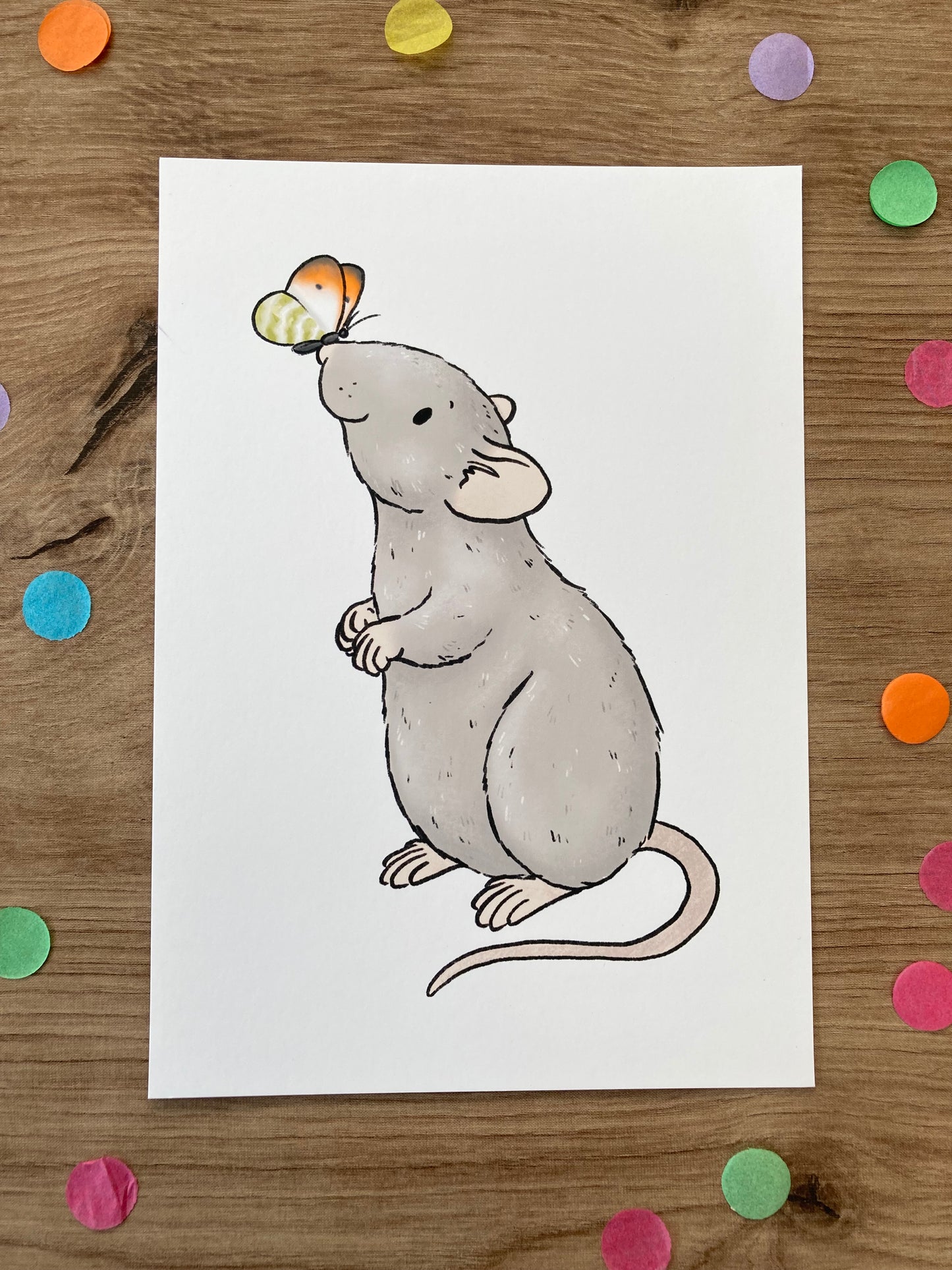 Butterfly Rat | Spring Rat Art Print | Cute Rat Artwork