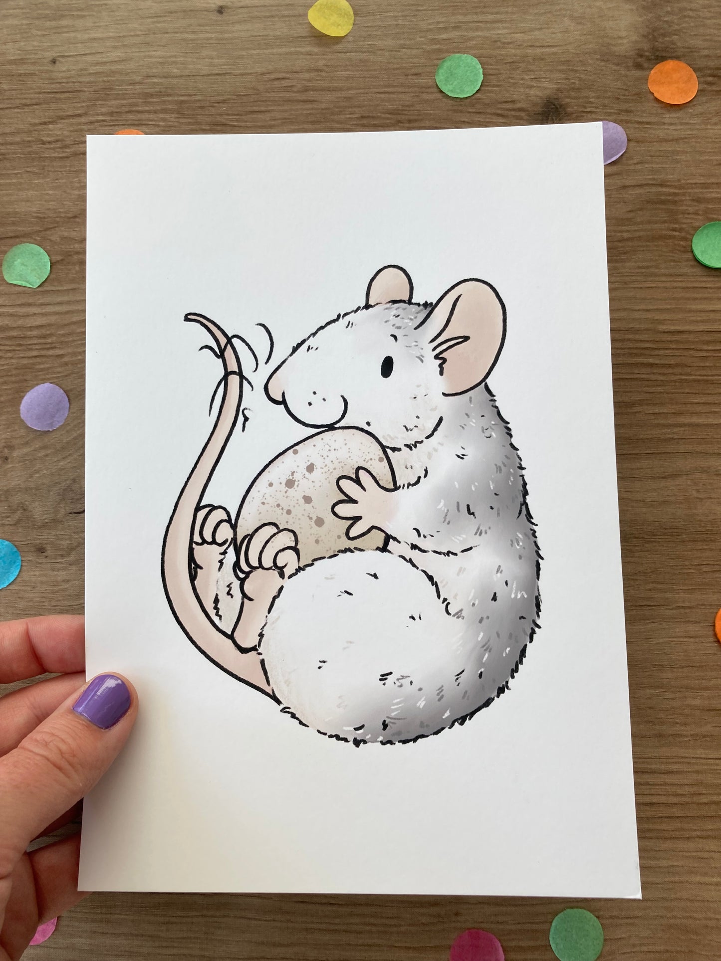 Egg Thief | Roan Rat Art Print | Fancy Rat Artwork