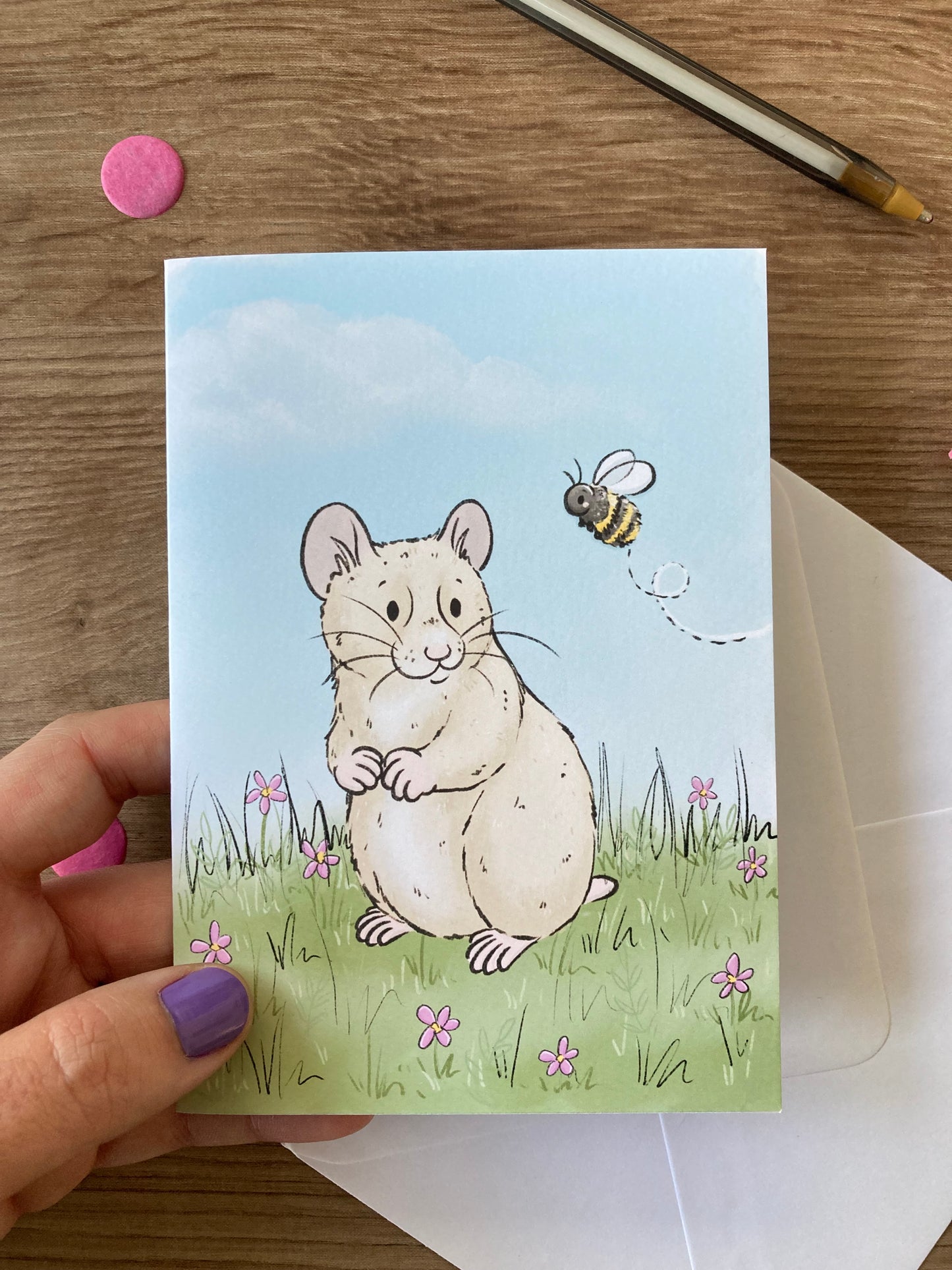 Spring Hamster Greeting Card | Syrian Hamster A6 Greeting Card