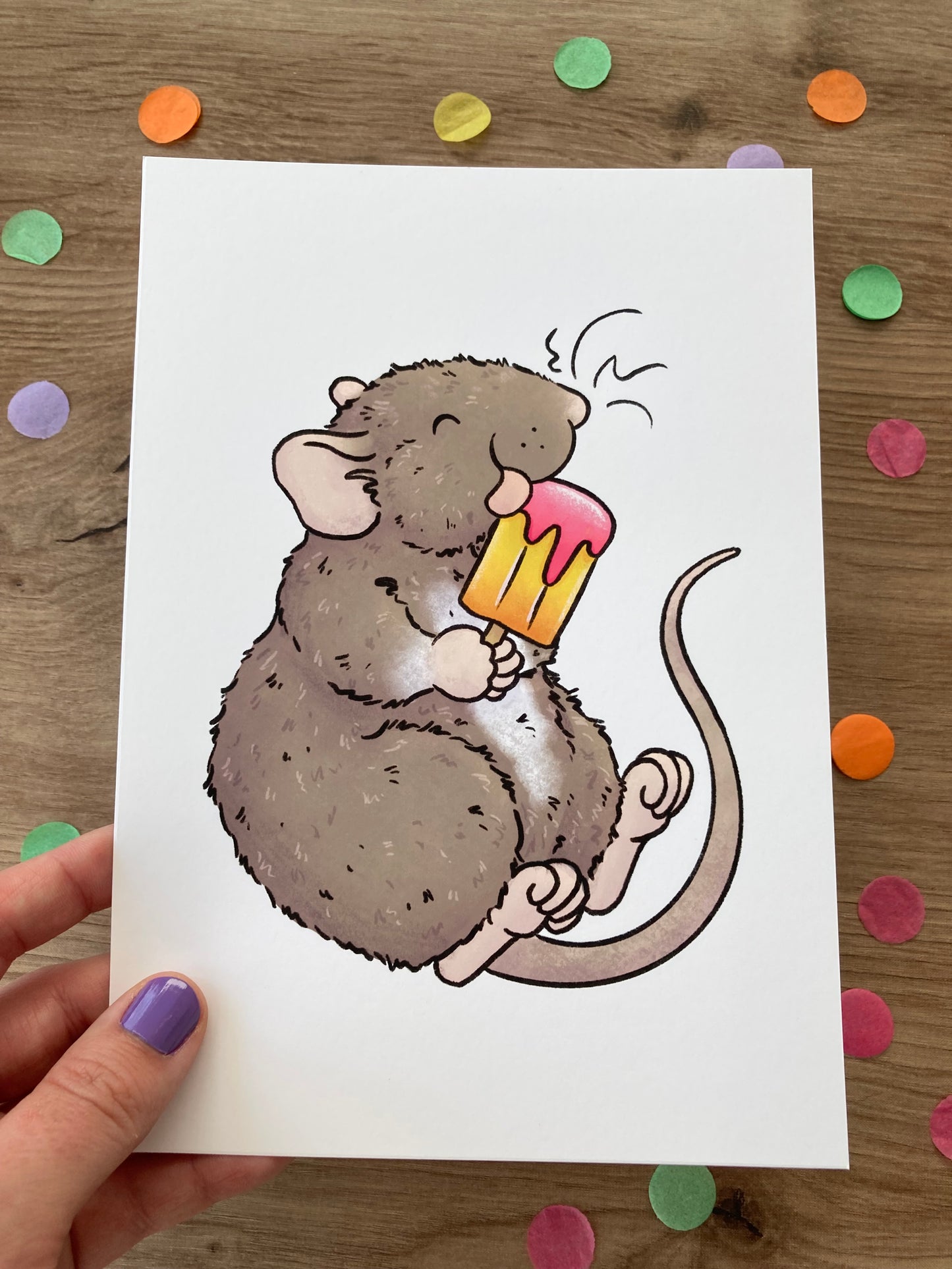 Summer Treats | Cute Rat Art Print | Summer Rat Artwork