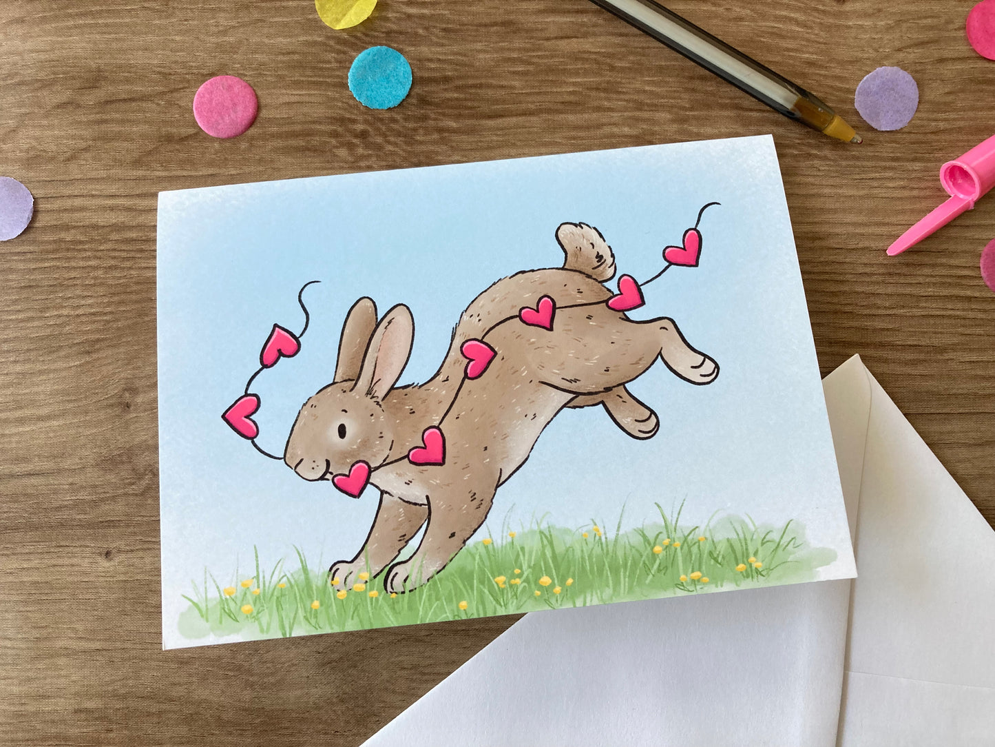 Bunny Love | Cute Rabbit Love Card | Heart Bunny Blank Greeting Card