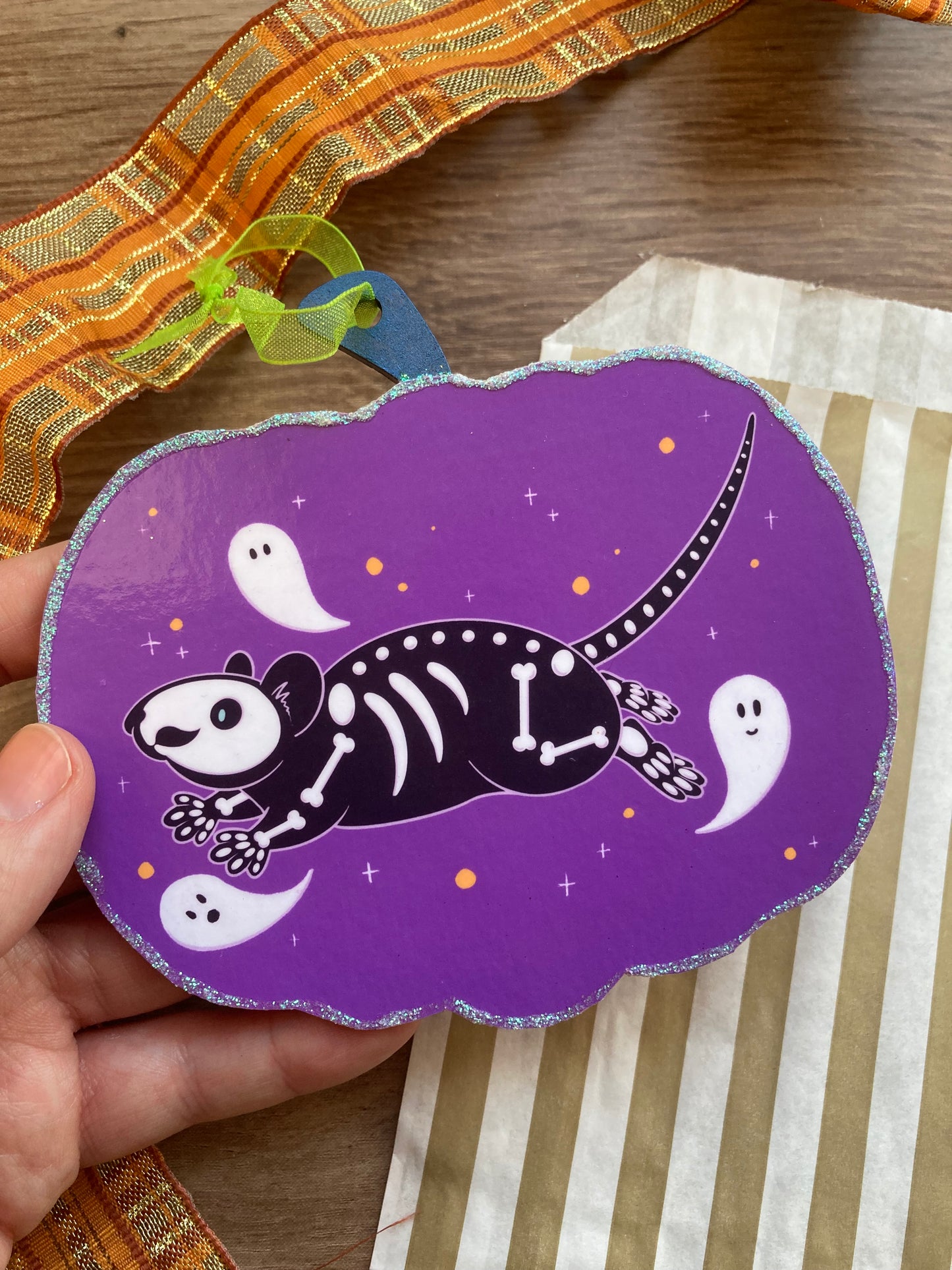 Boo The Rat Spooky Gang Pumpkin Halloween Decoration - Hanging Handmade Pumpkin Ornament - Rat Halloween Deocration