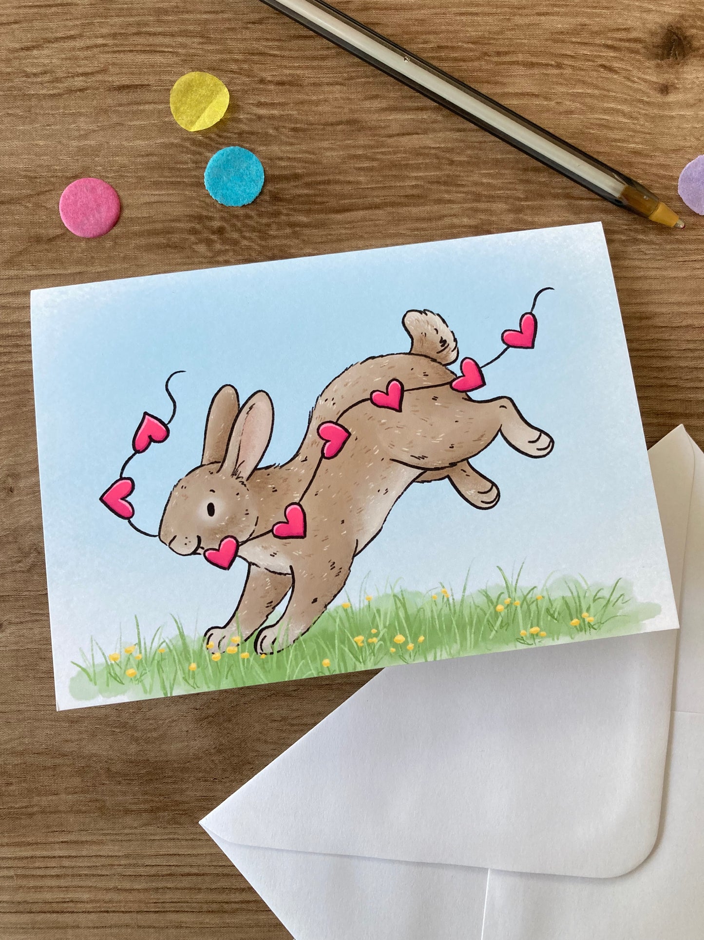 Bunny Love | Cute Rabbit Love Card | Heart Bunny Blank Greeting Card
