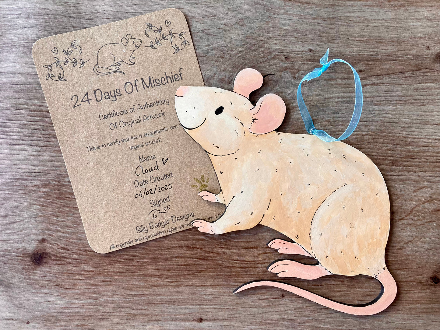 Cloud - Large wooden decoration rat ornament