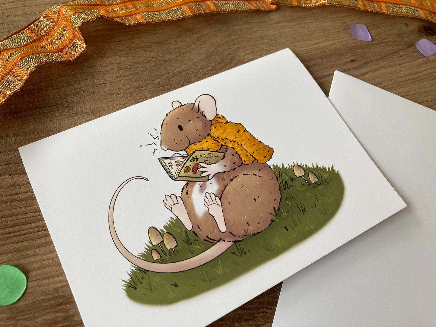 Autumn Reading | Cute Autumn Rat Greeting Card | Pet Rat Blank Greeting card