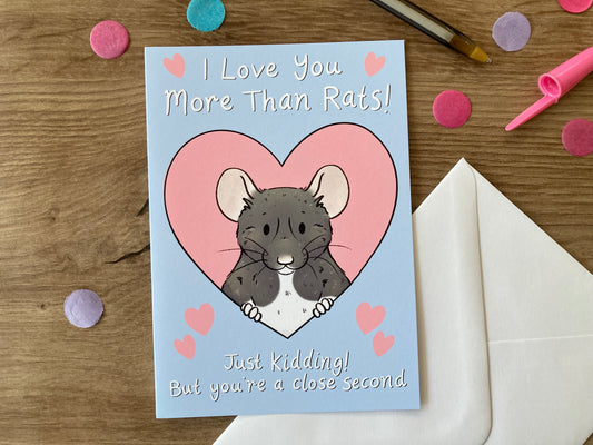 I Love You More Than Rats | Funny Rat Valentines Love Greeting Card | Cute Rat Gift