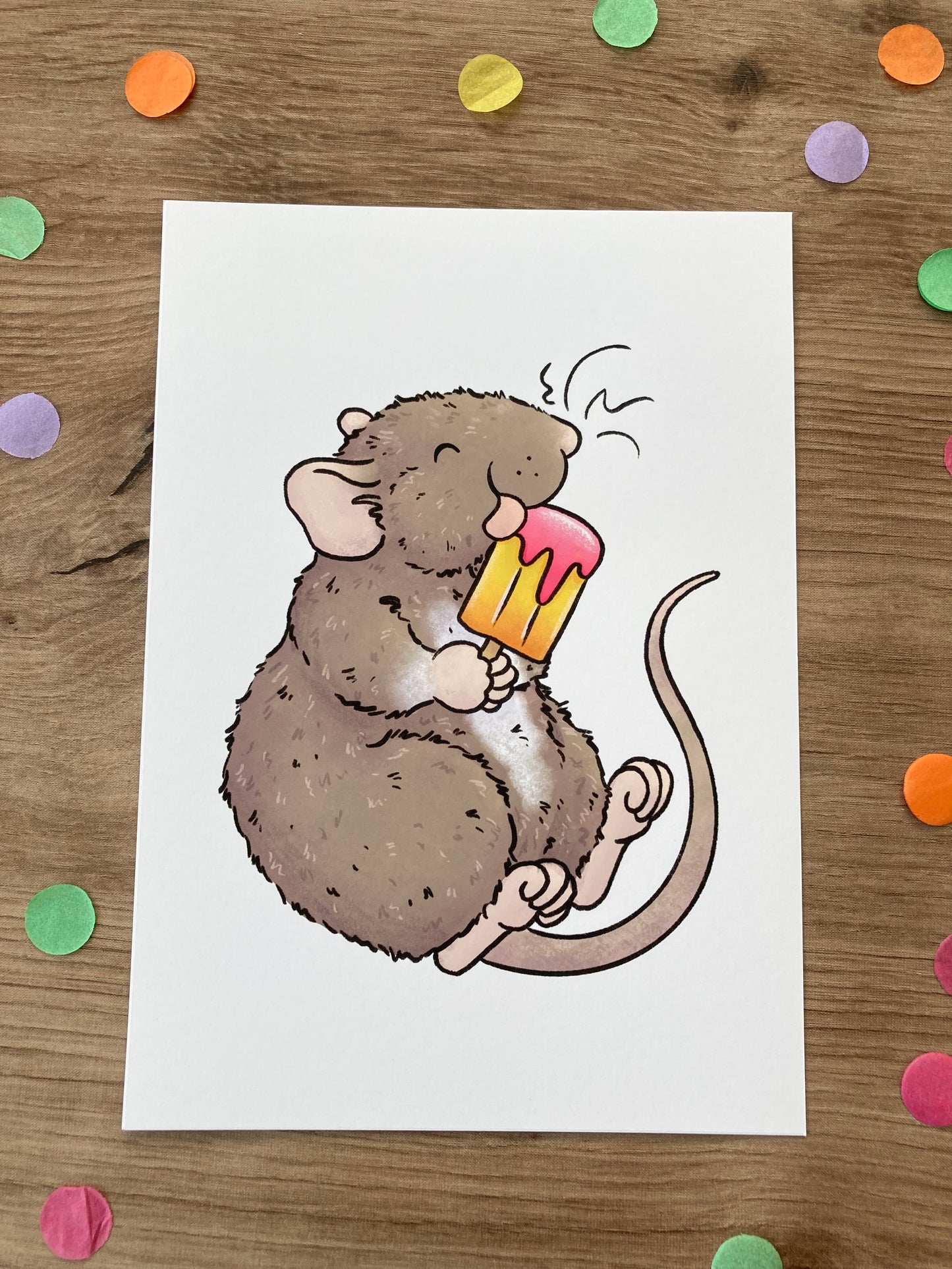 Summer Treats | Cute Rat Art Print | Summer Rat Artwork