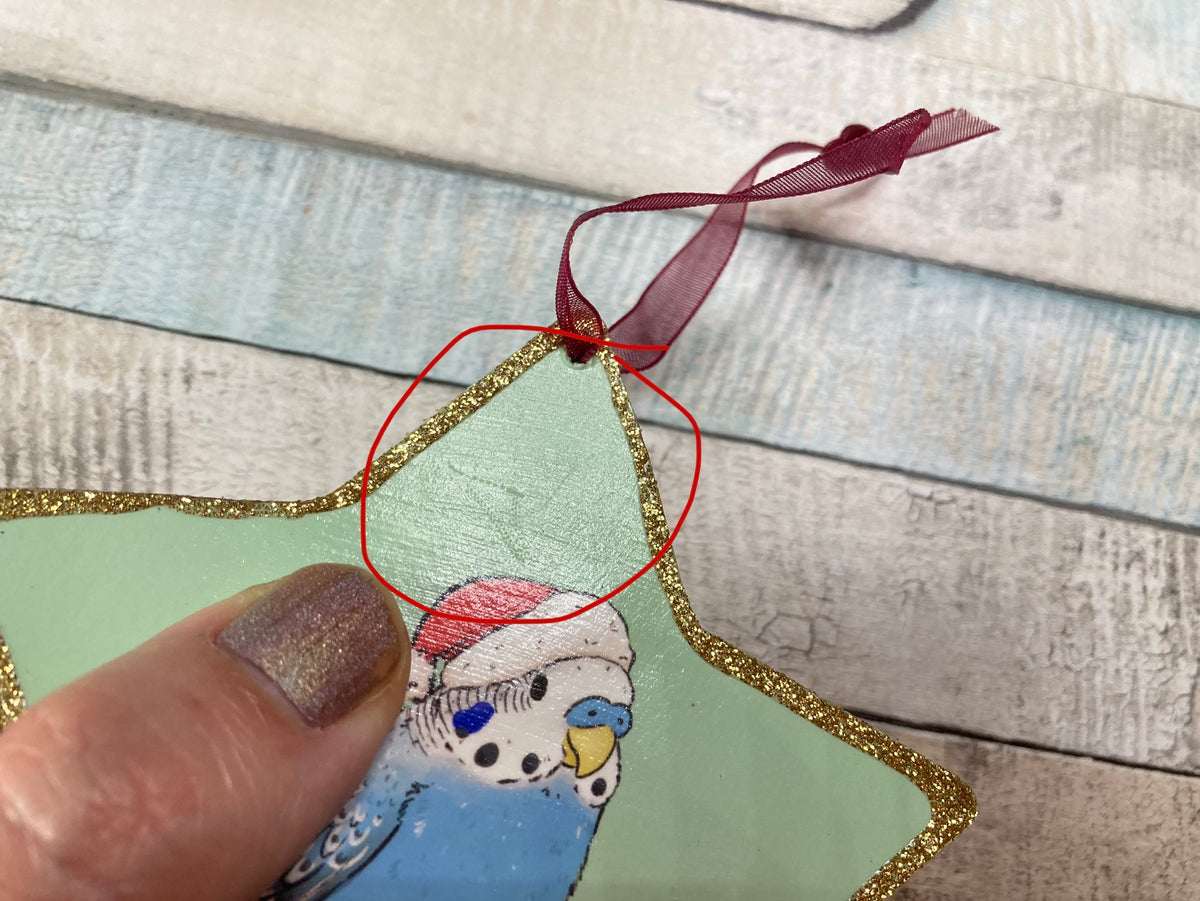 Budgie Candy Cane | Star Decoration With Imperfections