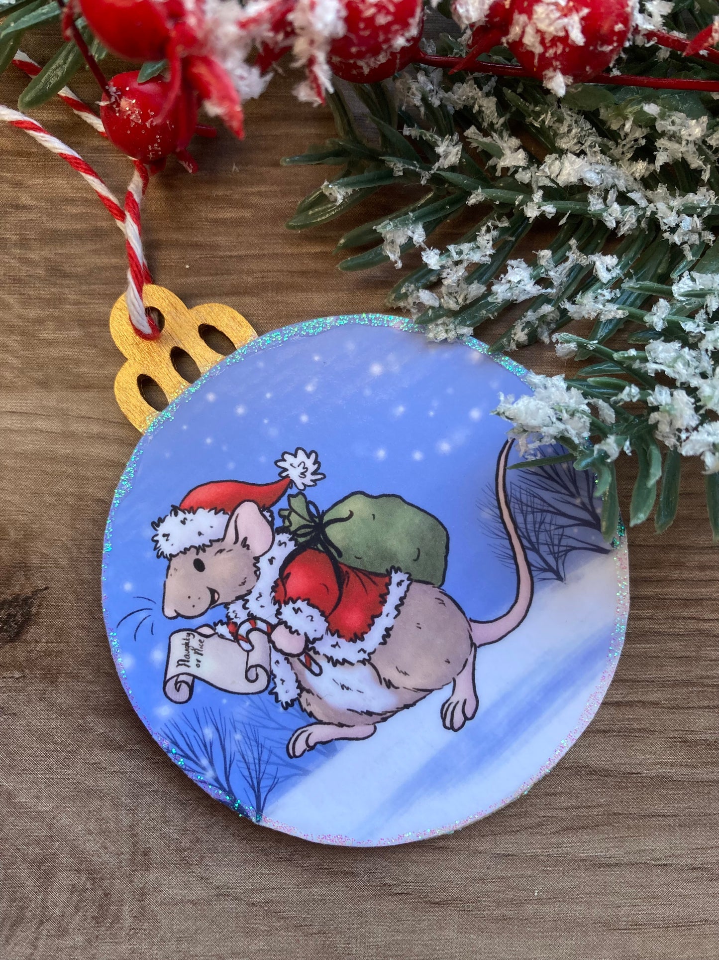 Santa Boggles | Cute Rat Christmas Tree Bauble