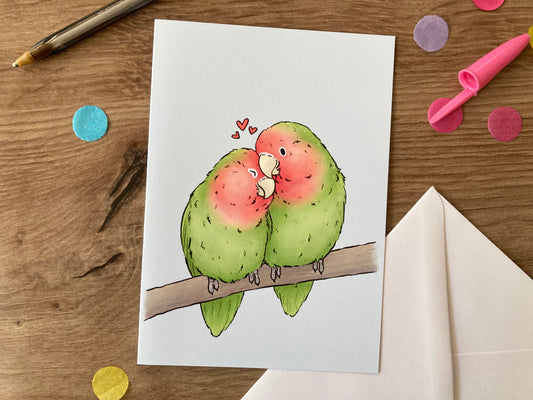 Lovebirds |Cute Lovebird Couple Blank Greeting Card | Lovebird Gift