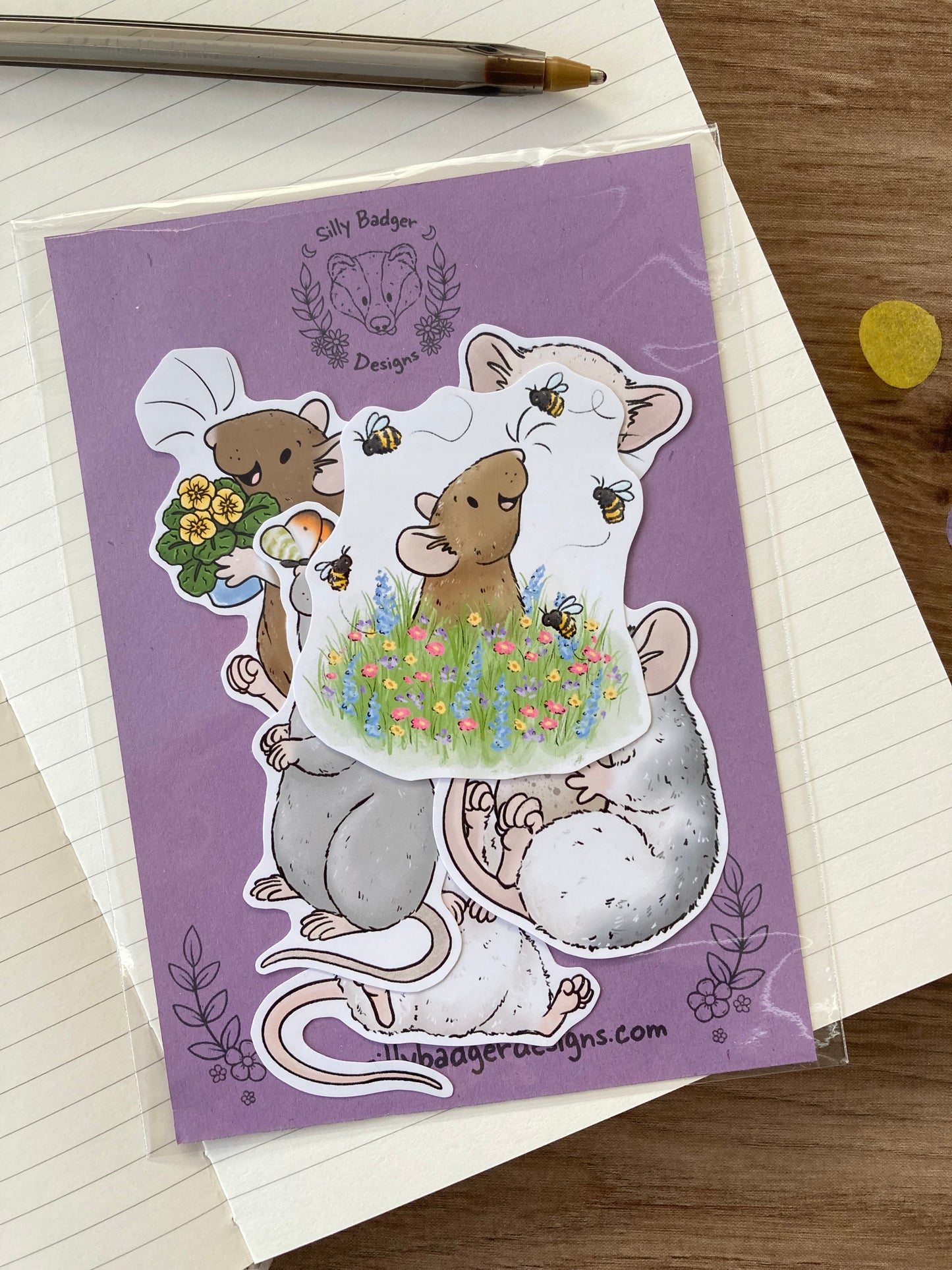 Spring Rat Sticker Pack | Set of 6 Cute Rat Stickers | Rat Gift