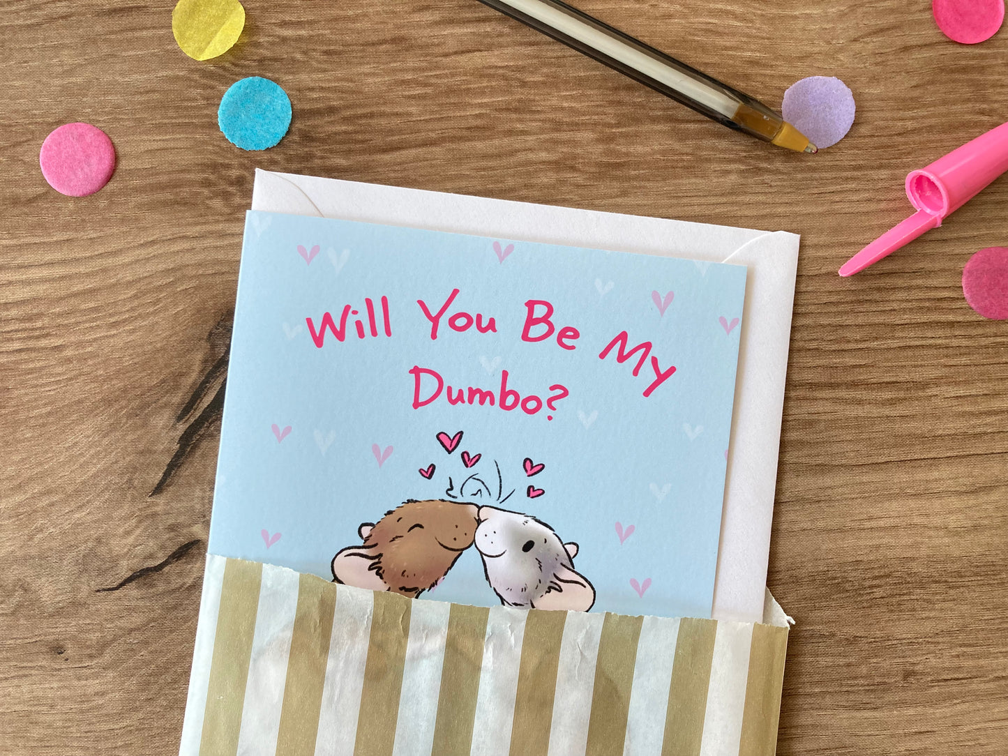 Will You Be My Dumbo | Cute Rat Couple A6 Greeting Card