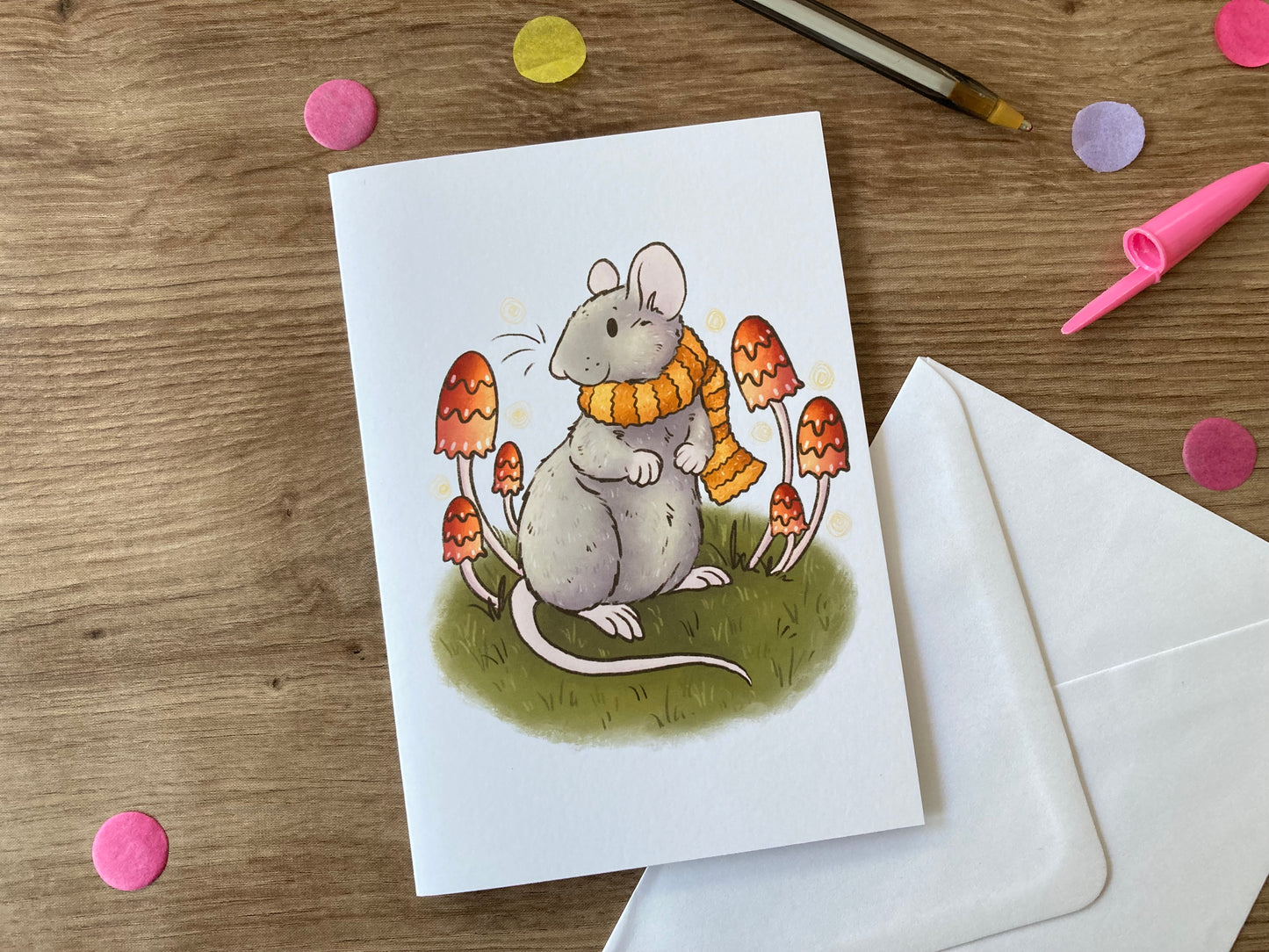 Sparky's Woodland Adventure | Cute Autumn Rat A6 Greeting Card