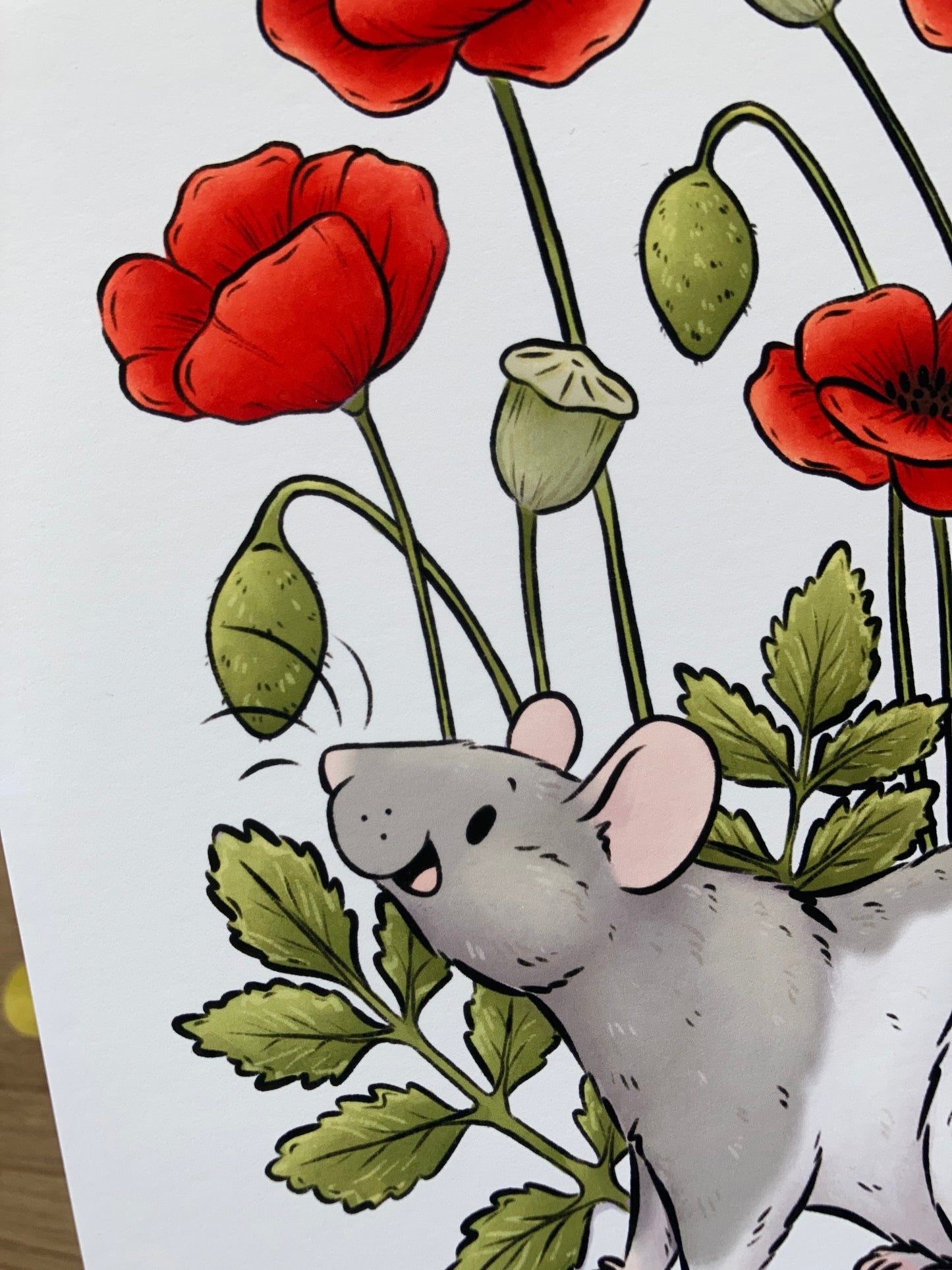 Poppy Rat Art Print | Flower Rat Wall Art