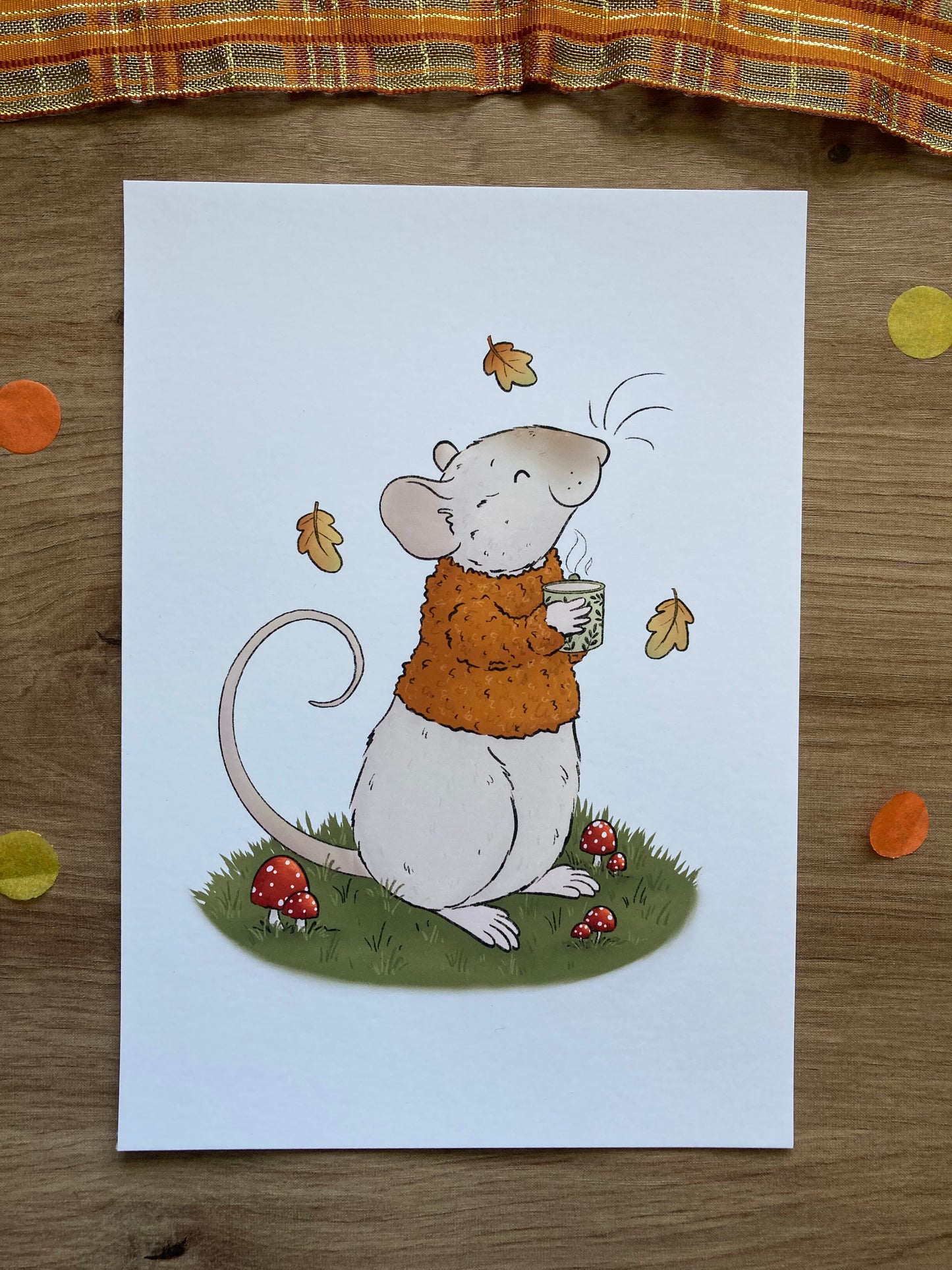 Cosy Autumn Rat Art Print | Cute Rat Art Print | Autumn Rat Artwork