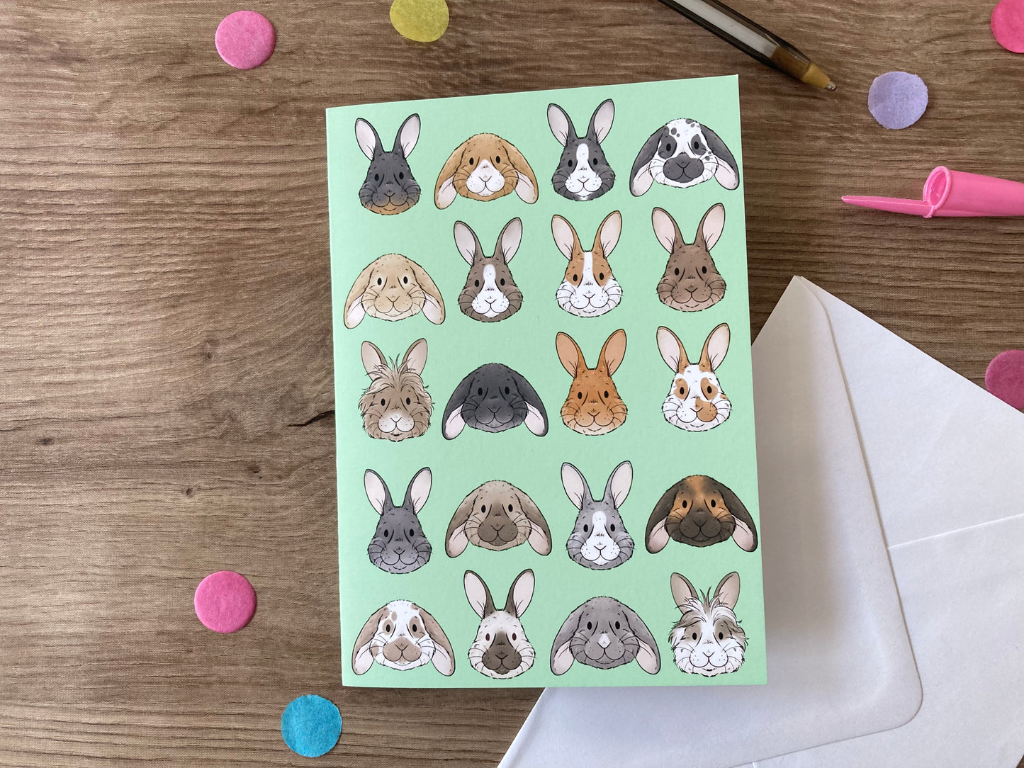 Bunny Faces | Cute Rabbit Blank Greeting Card | Bunny Gift