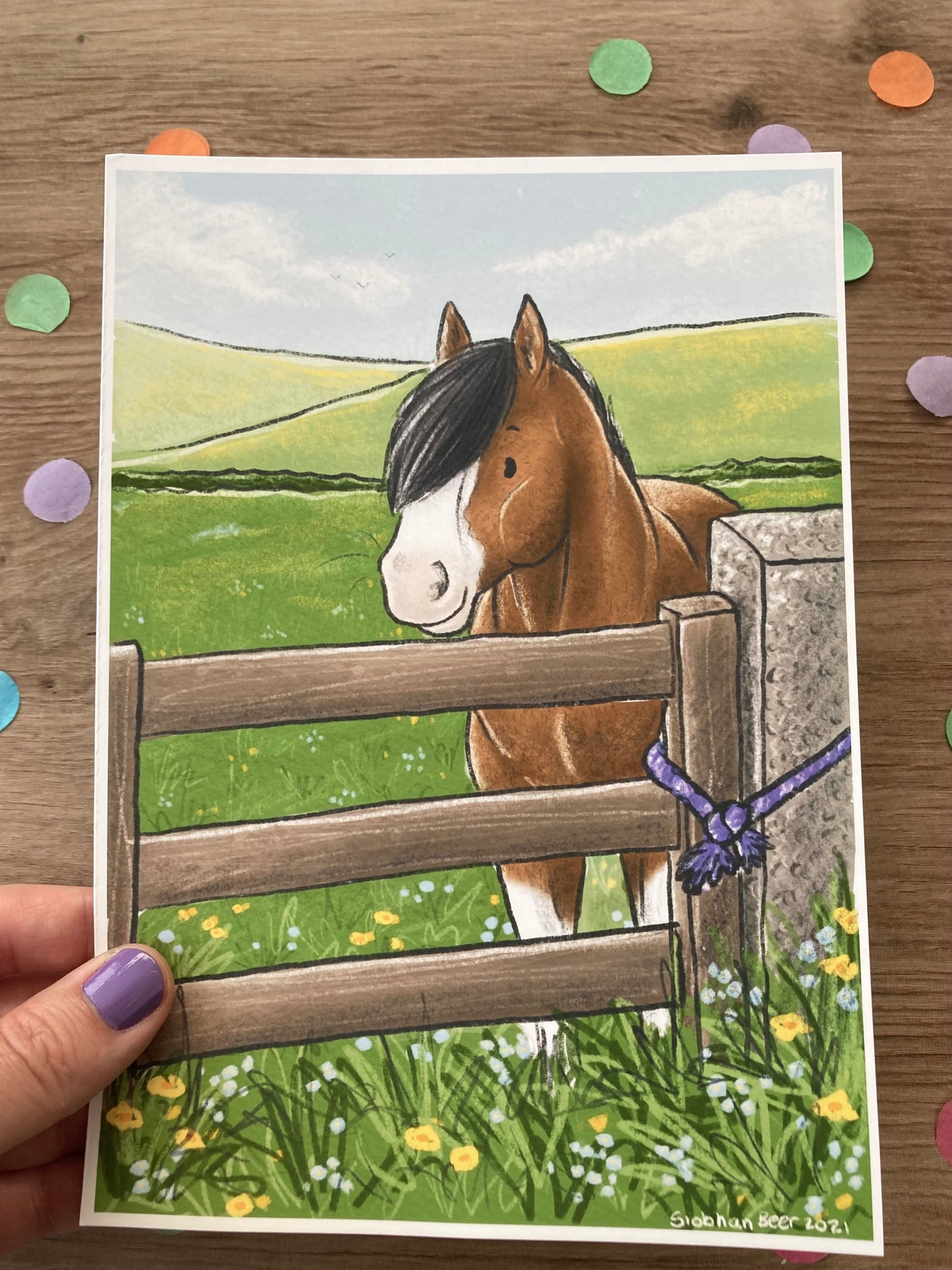 Summer Dreams | Cute Horse Art Print | Bay Horse Artwork