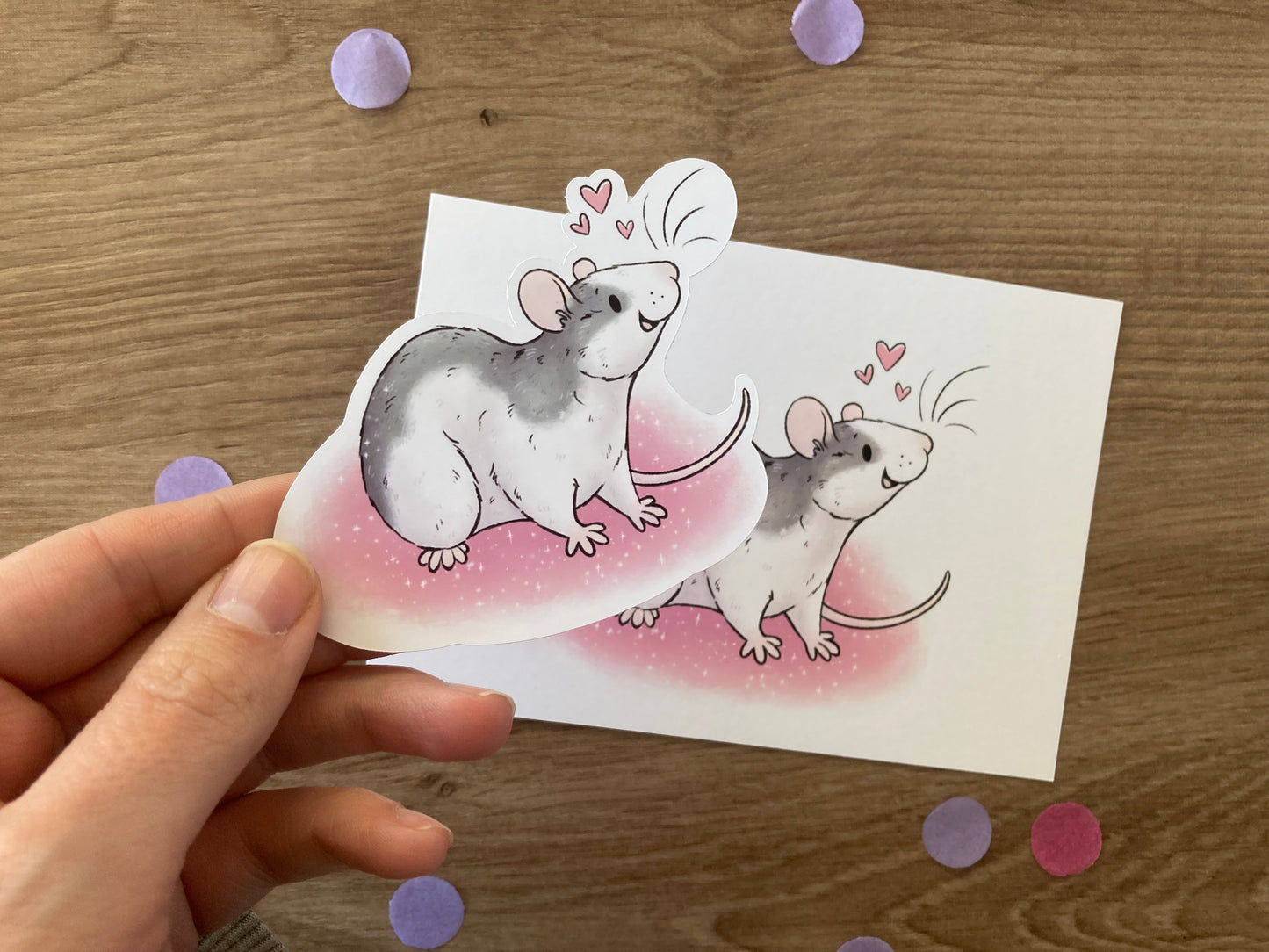 Sylvie Art Print and Glossy Sticker Valentines Day Bundle
