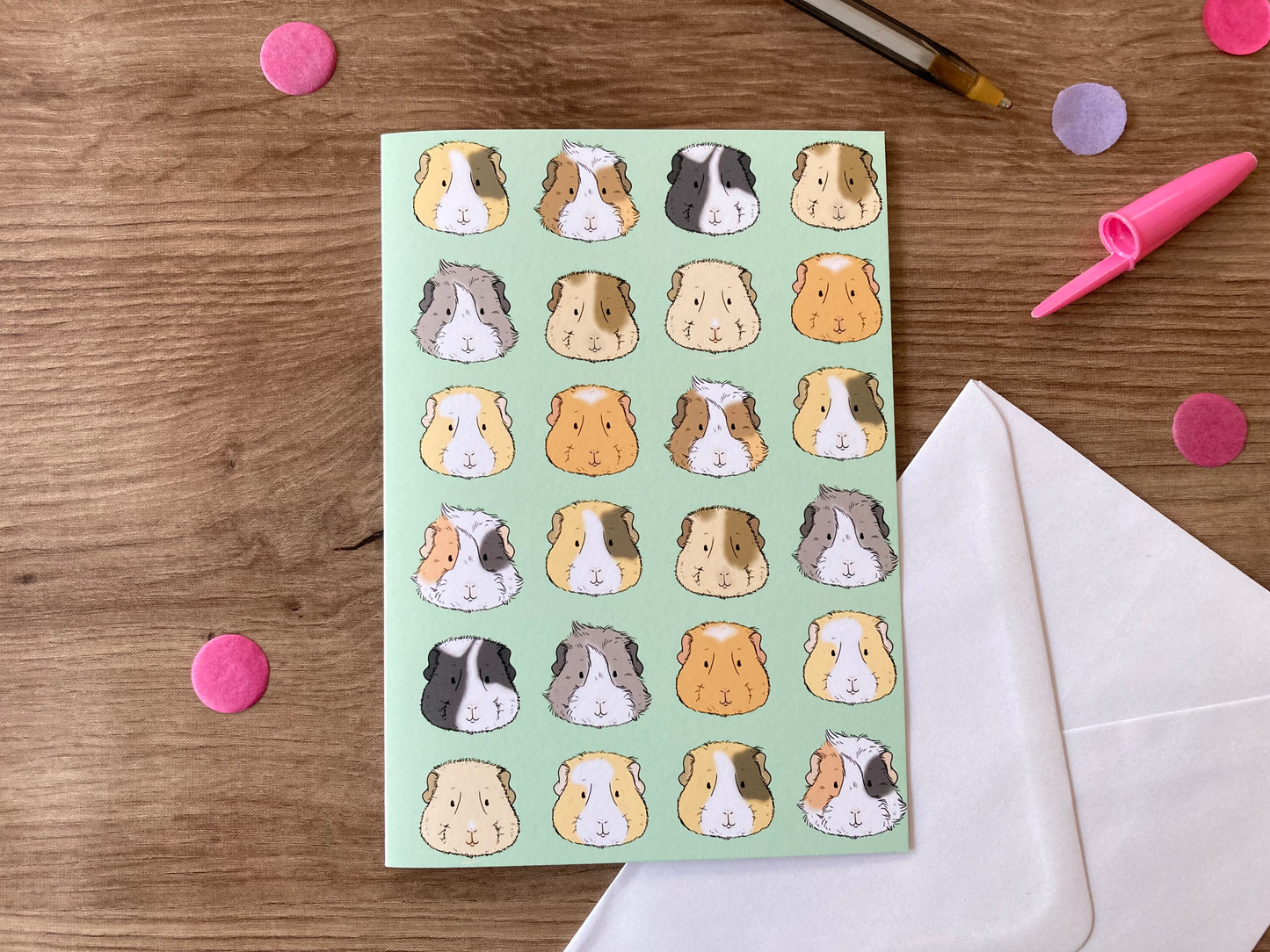 Guinea Pig Faces | Cute Guinea Pig Blank Greeting Card | Guinea Pig Gift