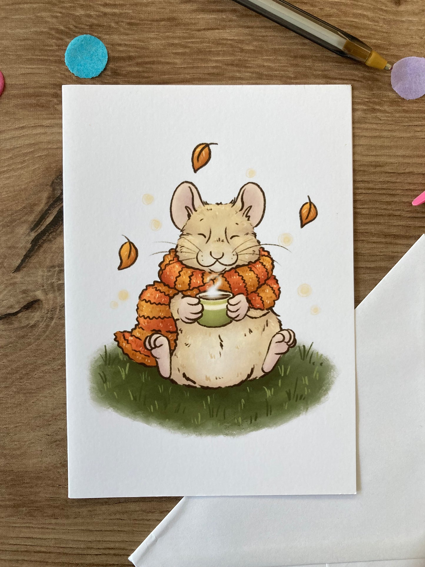 Autumn Hammy | Cute Autumn Greeting Card | Hamster Blank Greeting Card