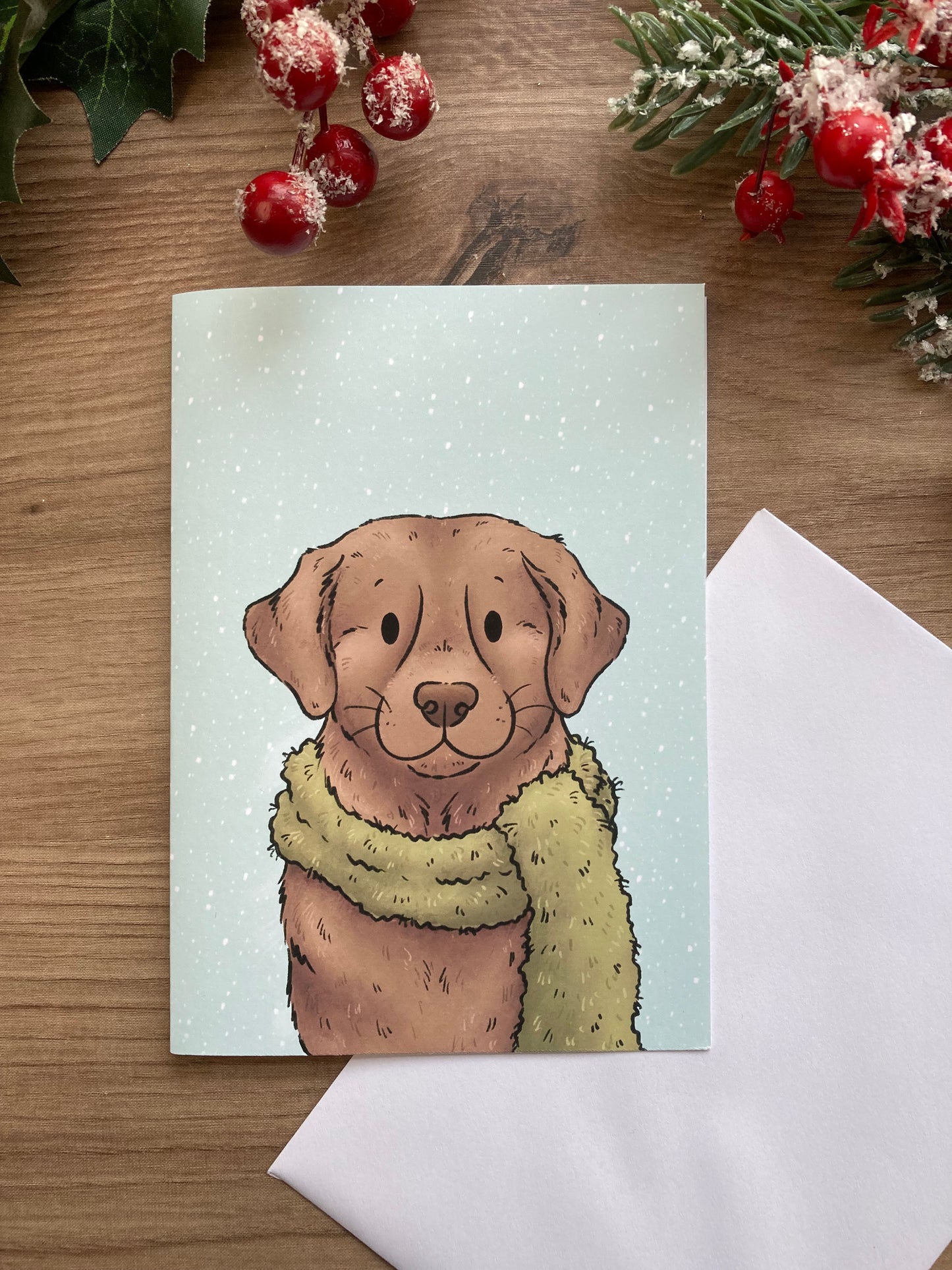 Winter Labrador | Cute Labrador Greeting Card | Chocolate Labrador Christmas Card