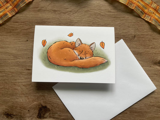 Autumn Fox Greeting Card | Cute Red Fox A6 Greeting Card