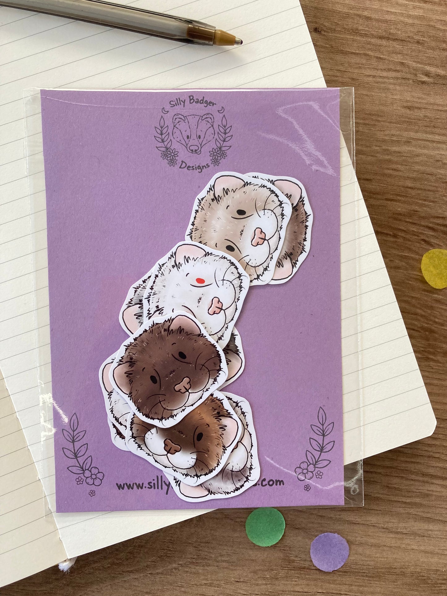 Cute ferret sticker pack | pack of 10 cute Ferret Faces Stickers