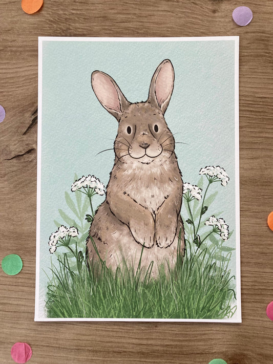 Spring Bunny Art Print | Rabbit Artwork