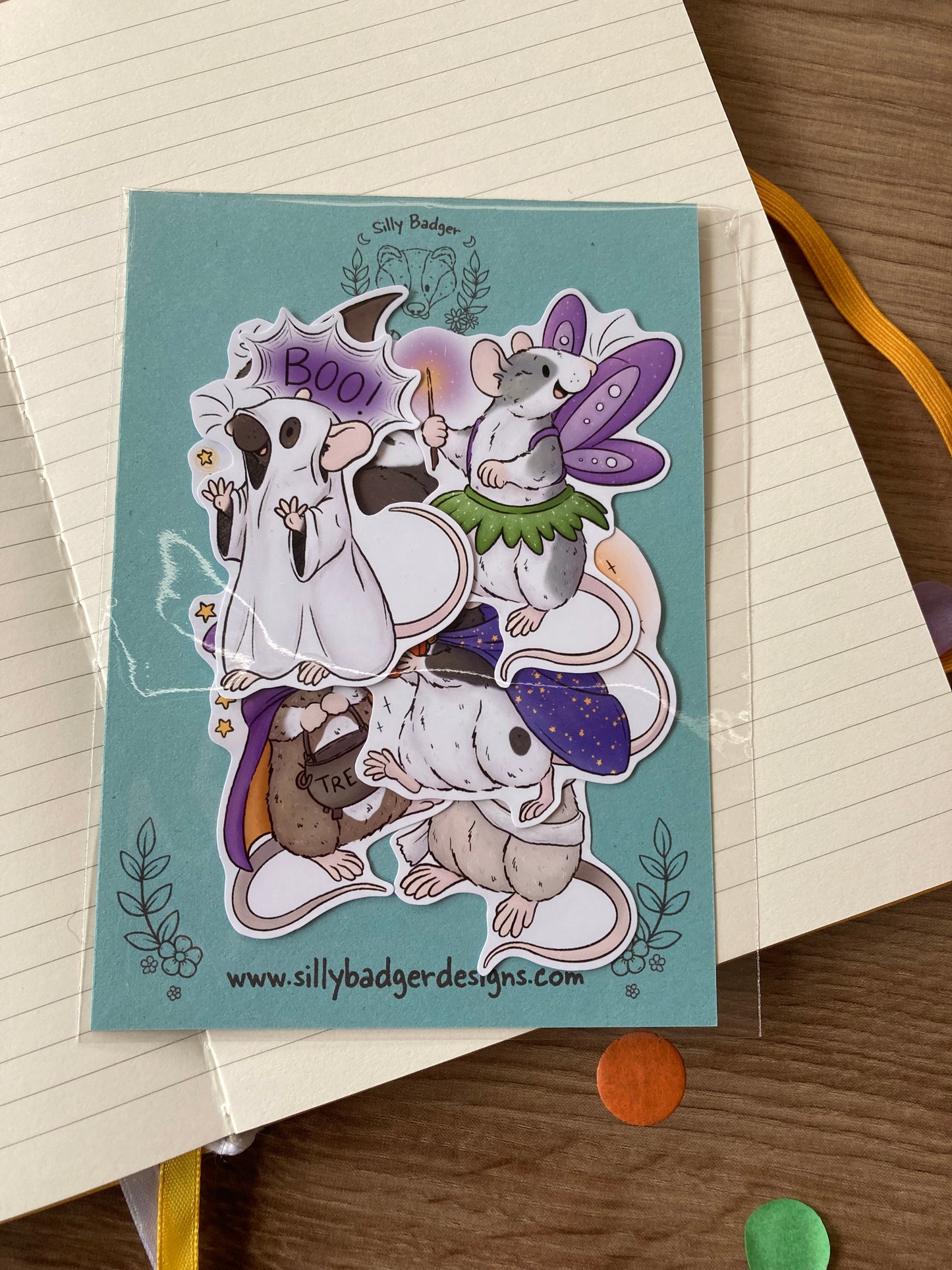 Trick Or Treat Rat Stickers | Cute Spooky Pet Rat Stickers | Pack Of 6 Fun Rat Stickers