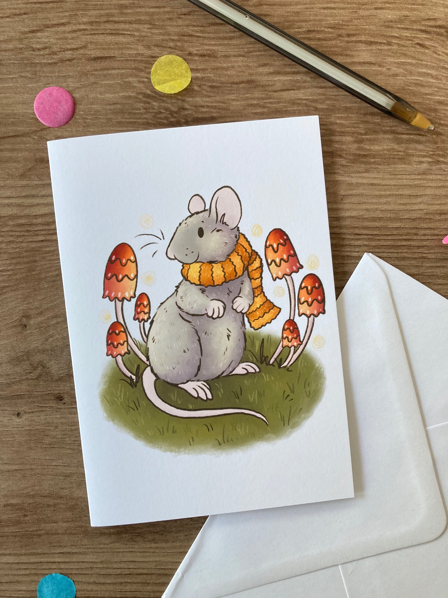 Sparky's Woodland Adventure | Cute Autumn Rat A6 Greeting Card
