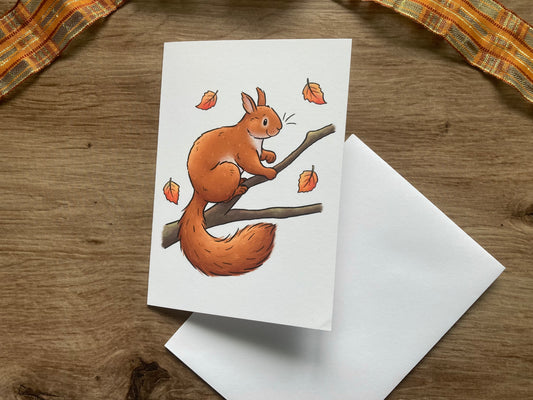 Autumn Squirrel Greeting Card | A6 Red Squirrel Greeting card