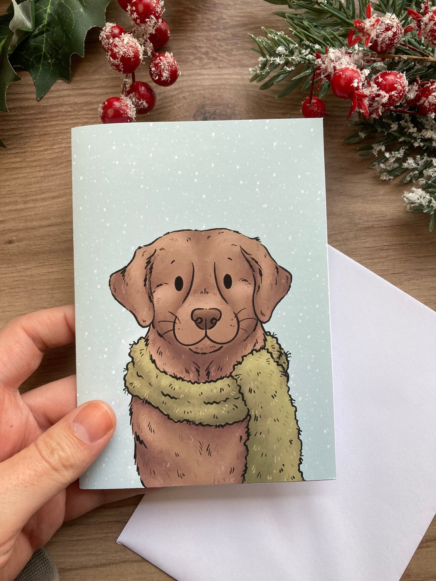 Winter Labrador | Cute Labrador Greeting Card | Chocolate Labrador Christmas Card