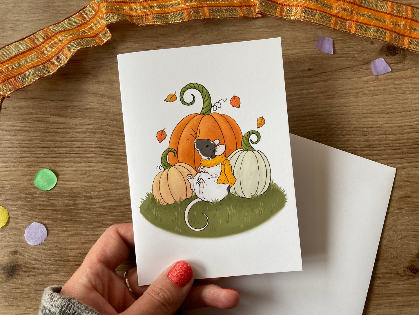 Pumpkin Patch Ratty | Cute Autumn Rat A6 Greeting Card