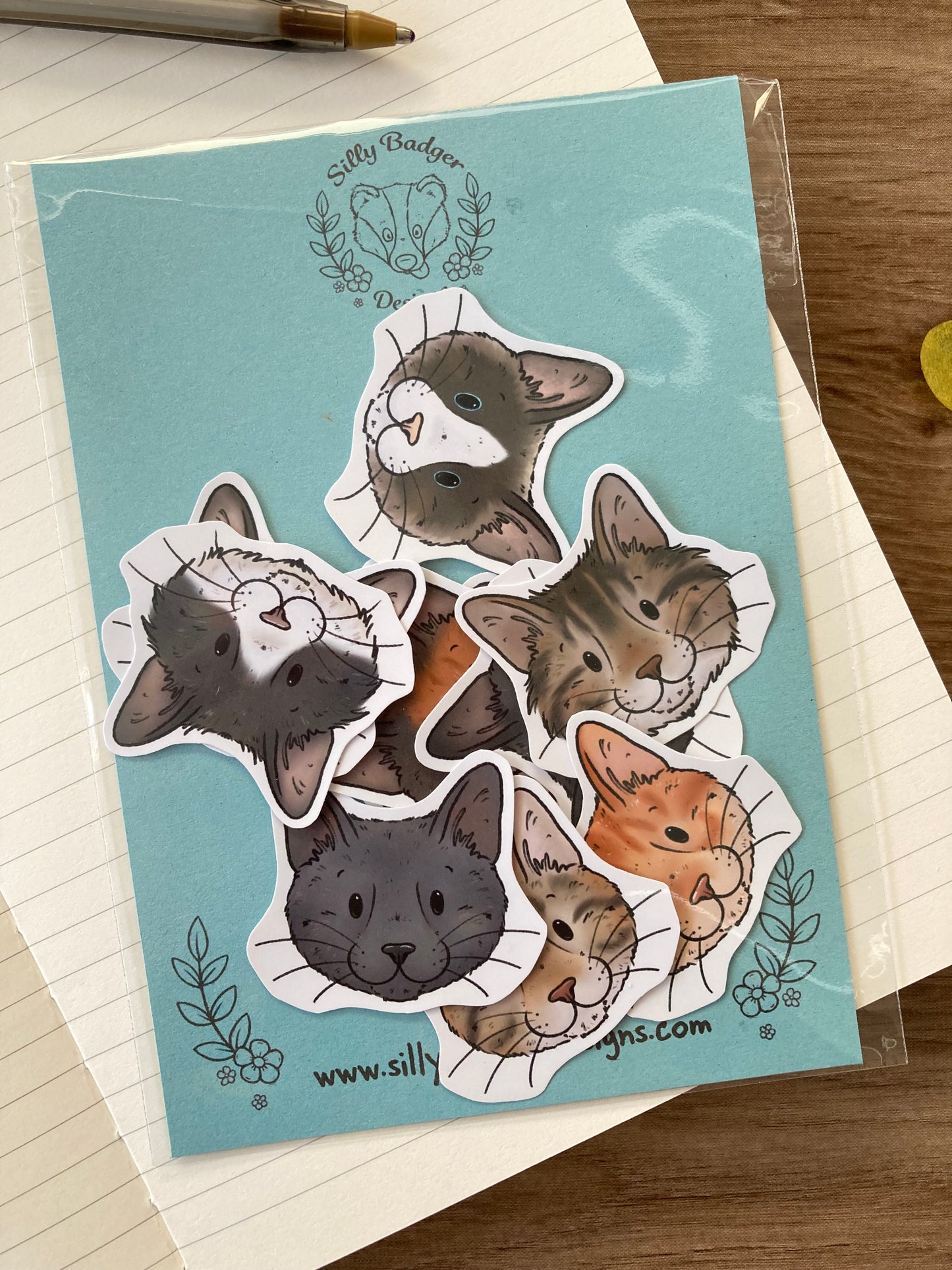 Cat Faces Stickers | Set Of 10 Cat Stickers | Cat Gift