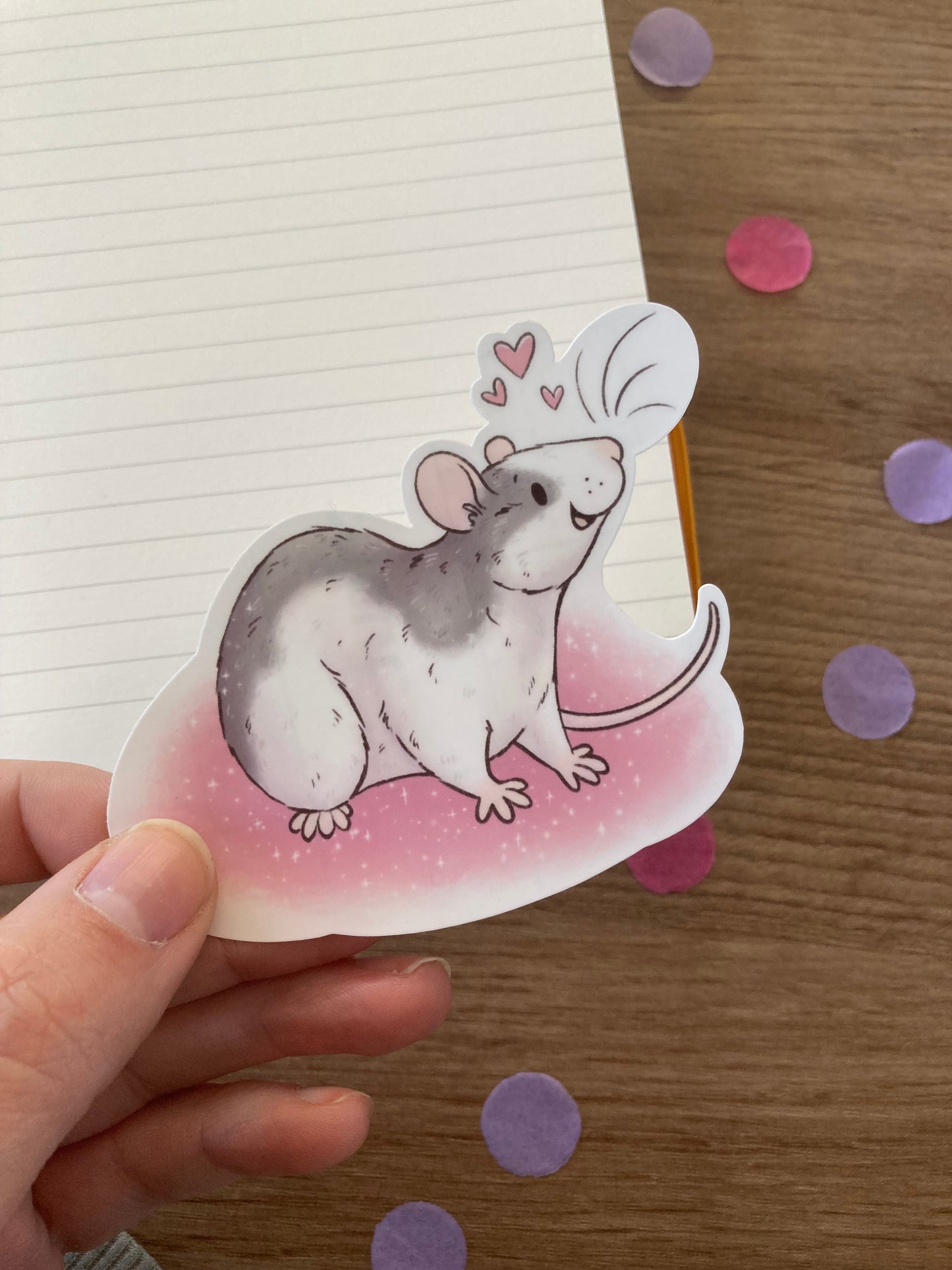 Sylvie and Eugene waterproof vinyl sticker bundle - Pack of 2 valentines rat glossy waterproof vinyl stickers