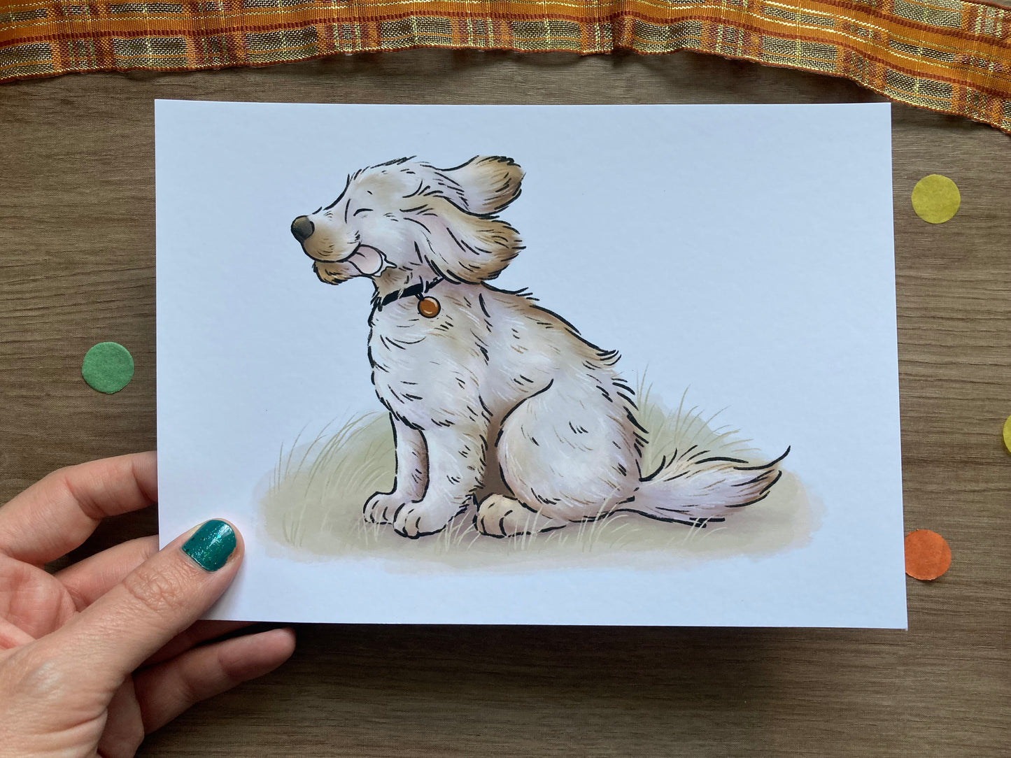 Autumn breeze dog art print | Cute Dog Art Print | Pup Artwork