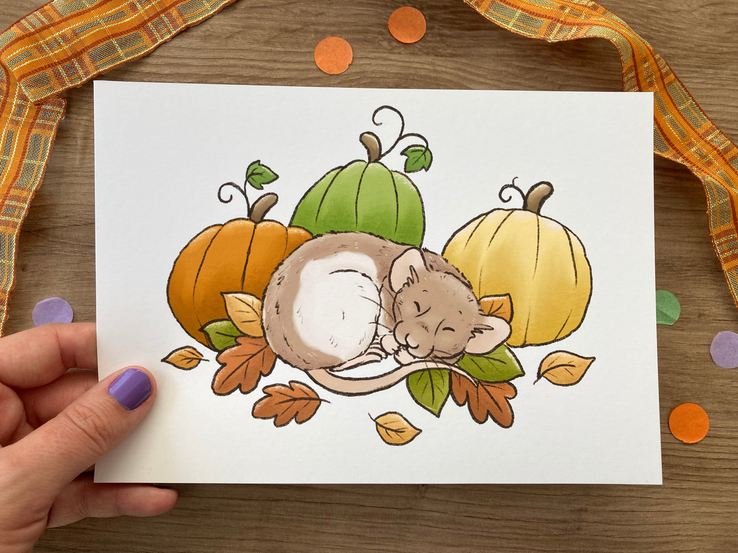 Pumpkin Patch Ratty | Cute Rat Art Print | Autumn Rat Artwork