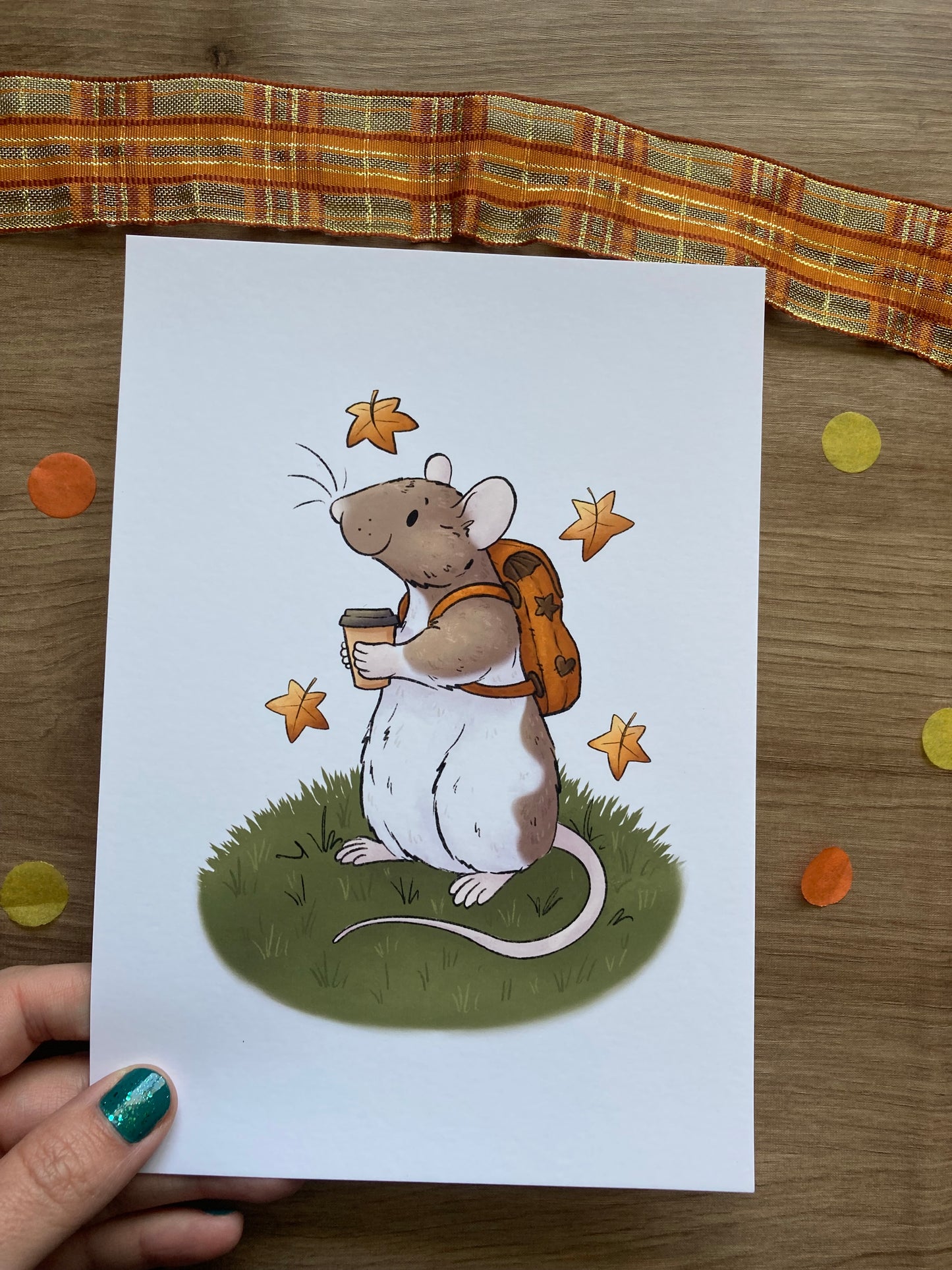 Autumn adventure rat art print | Cute Rat Art Print | Autumn Rat Artwork