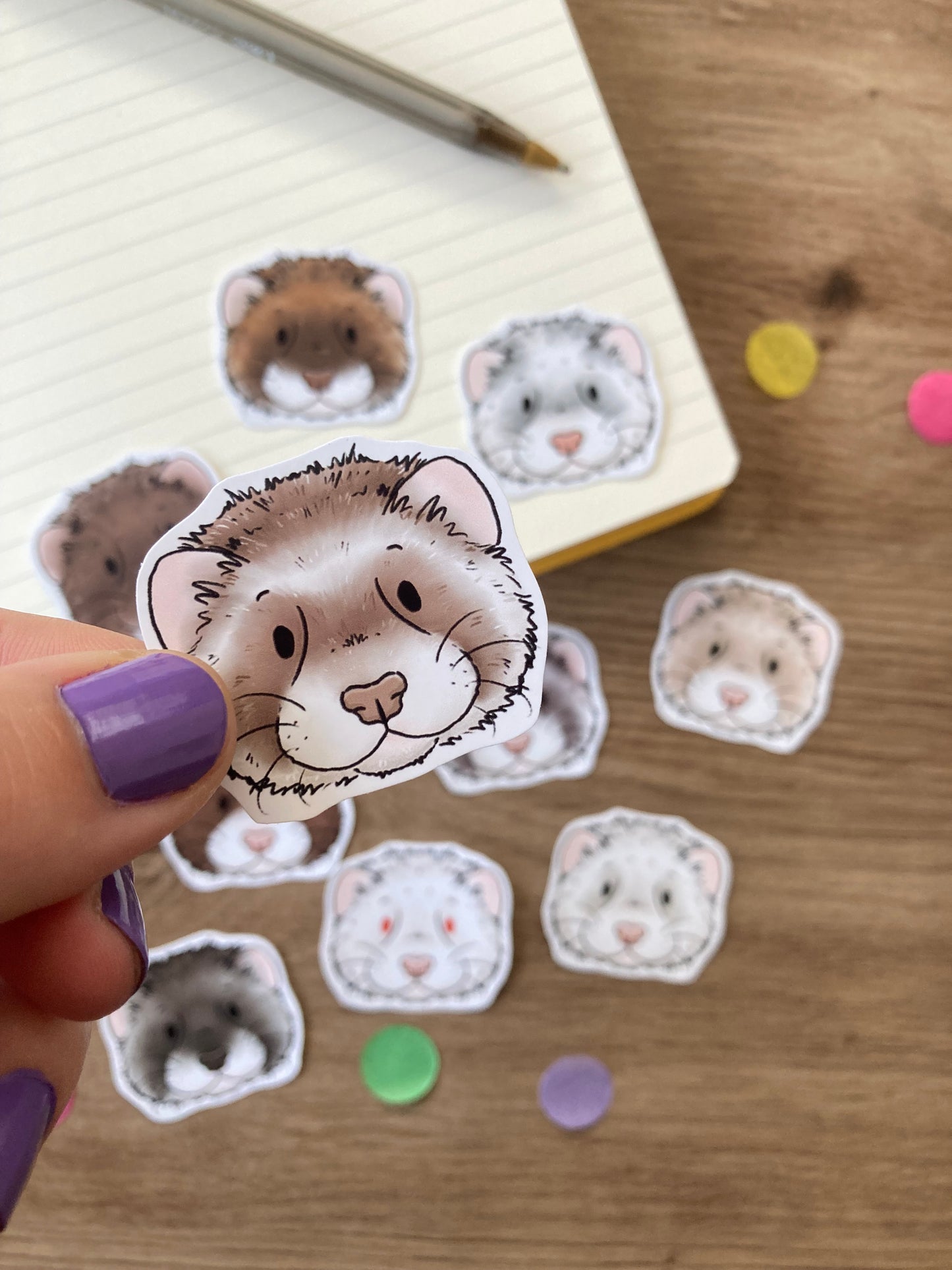 Cute ferret sticker pack | pack of 10 cute Ferret Faces Stickers