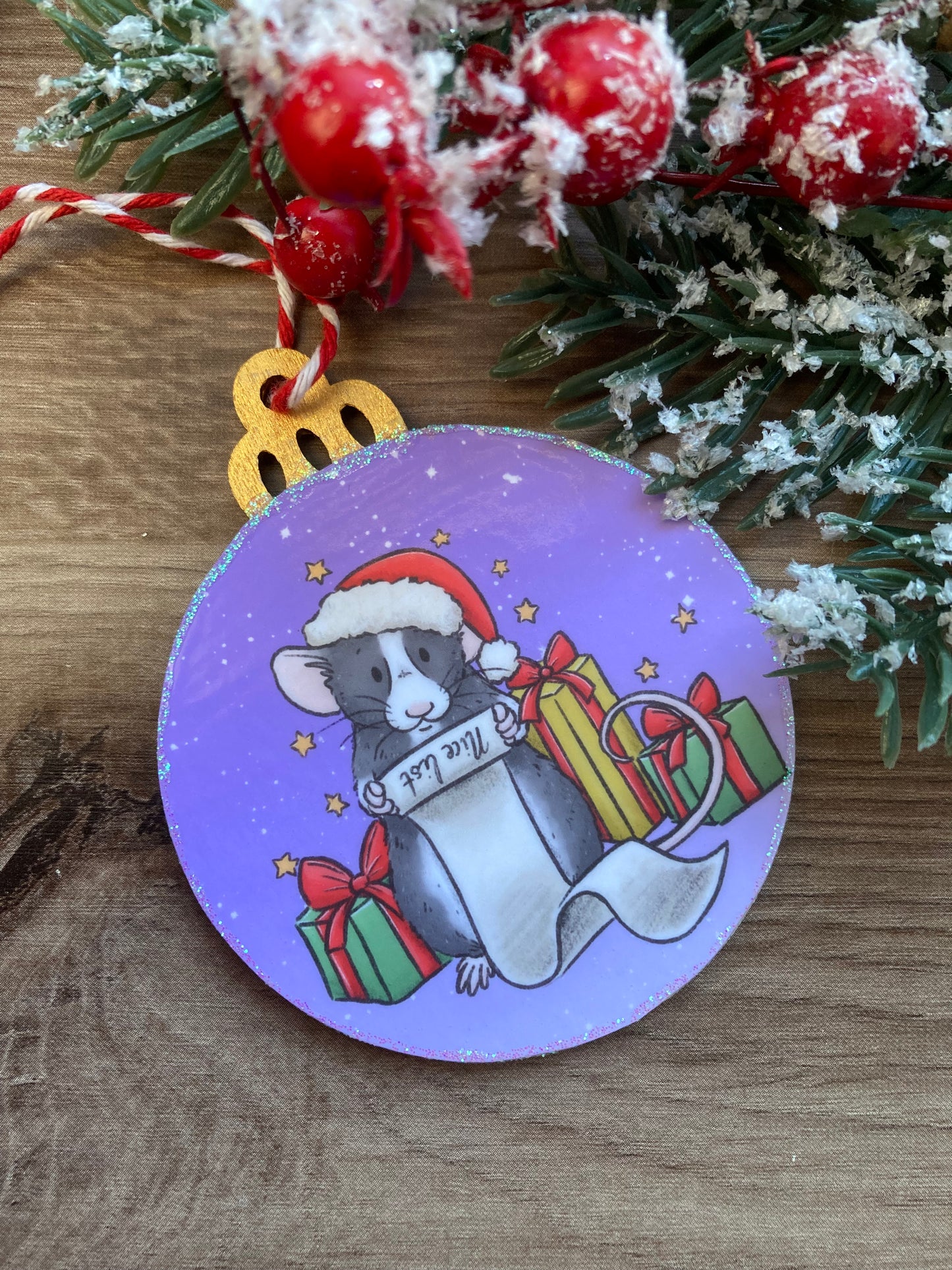 Nice List | Cute Rat Christmas Tree Bauble