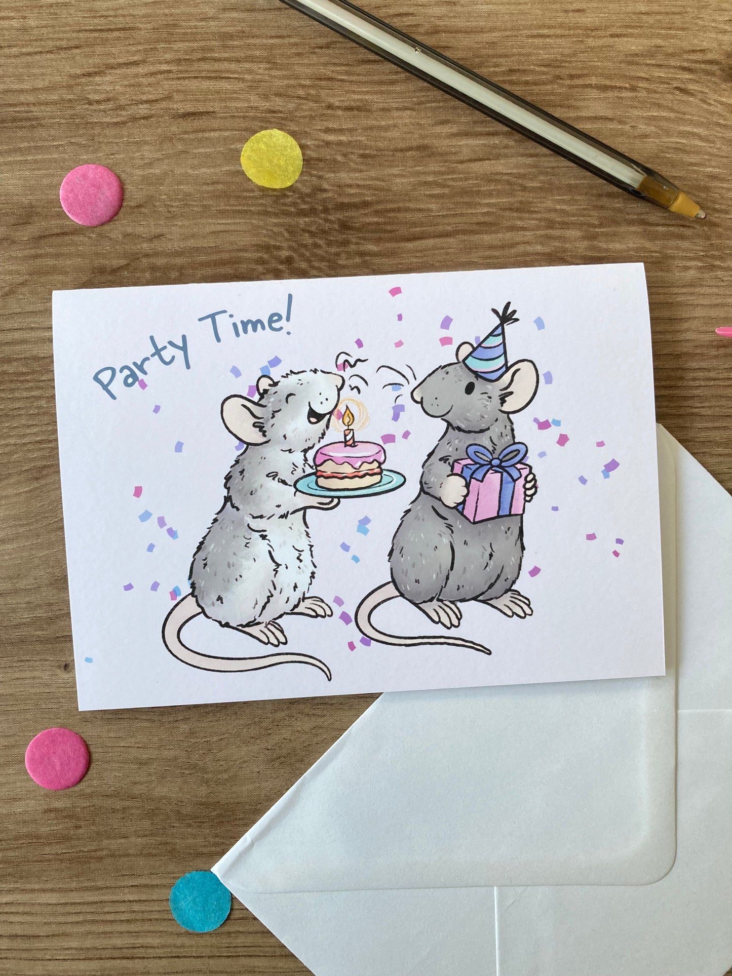 Party Time Rats | Cute Rat A6 Birthday Card