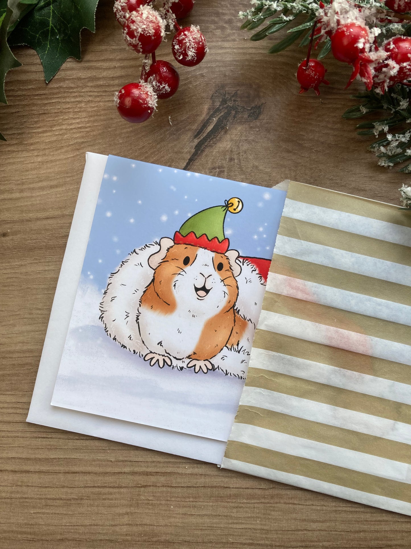 Santa's Little Helper | A6 Guinea Pig Christmas Card