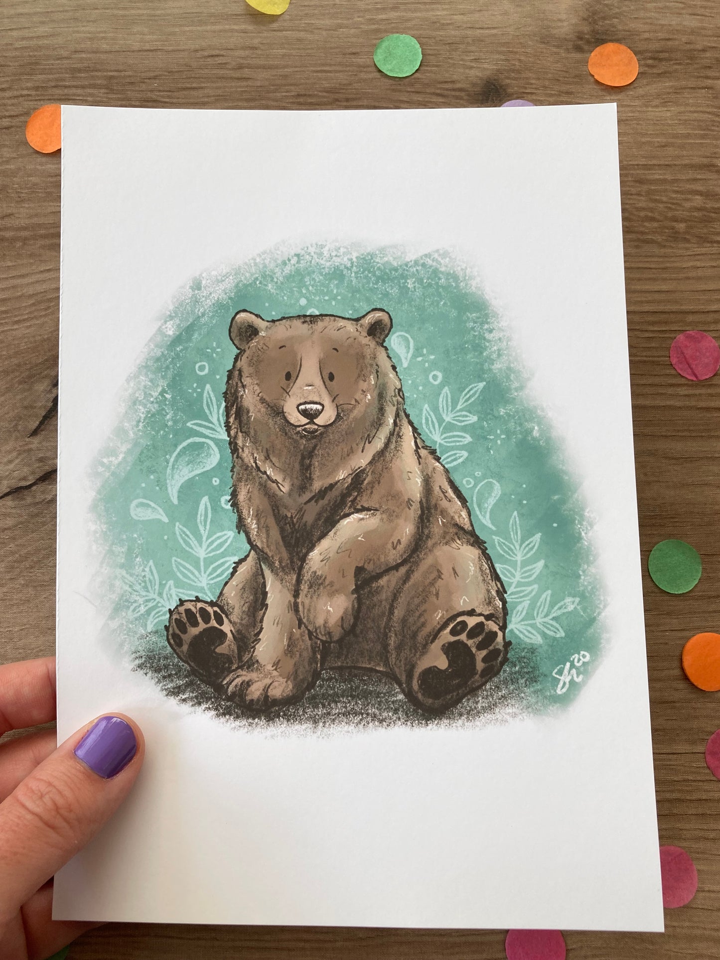 Amber The Brown Bear | Brown Bear Wall Art | Bear Gift