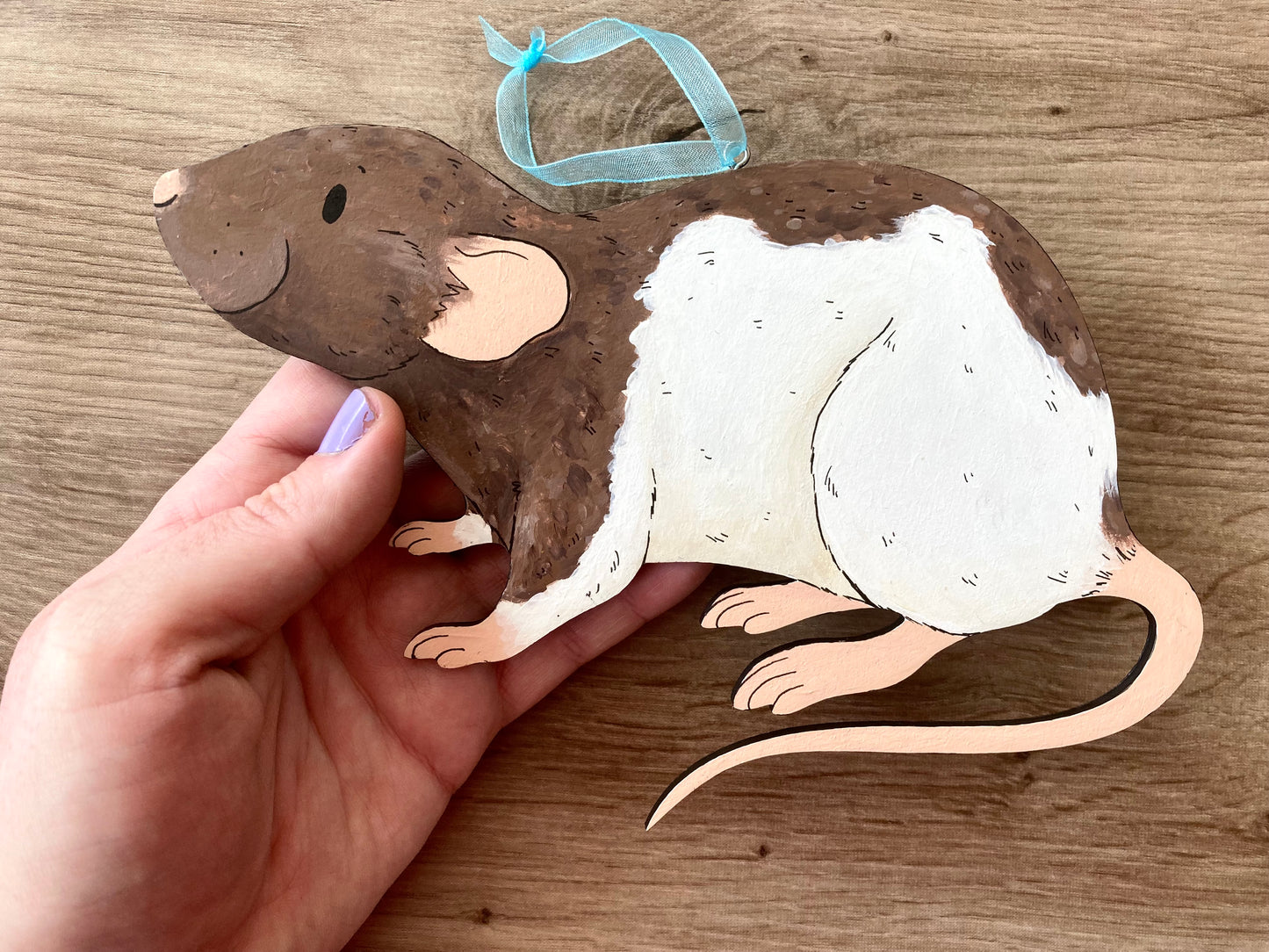 Custom Hand Painted Rat Decoration | Cute Custom Fancy Rat Ornament