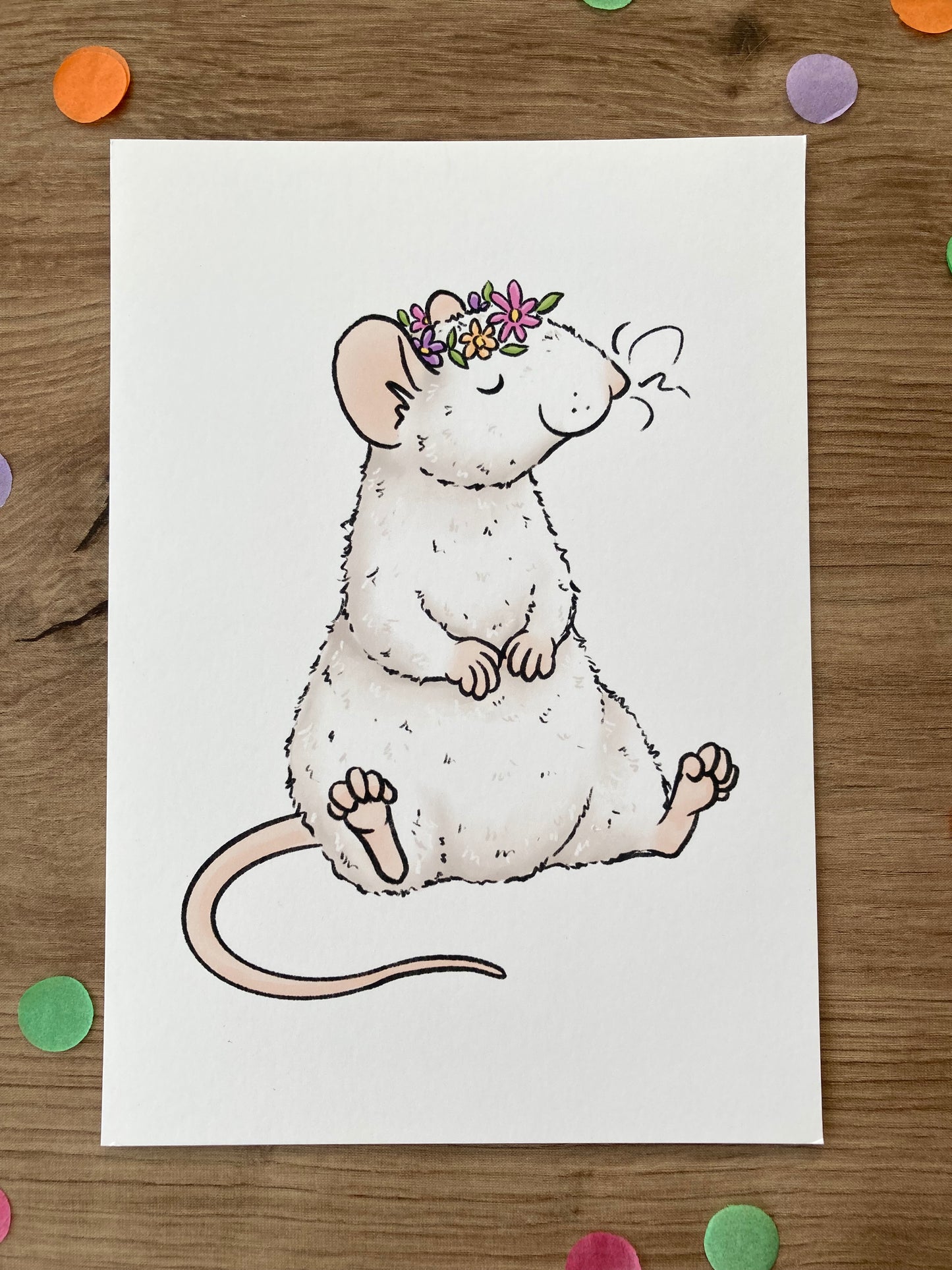 Spring Joy | Cute Rat Art Print | Roan Rat Artwork